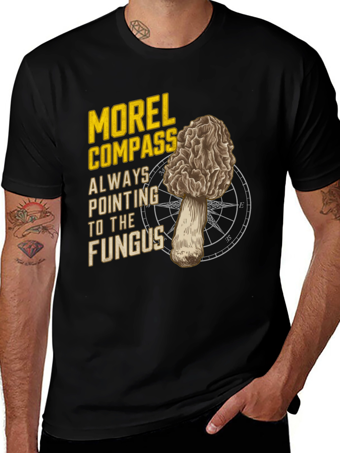 Variant 23 of Morel Compass T-Shirt - Fungus Hunting Tee