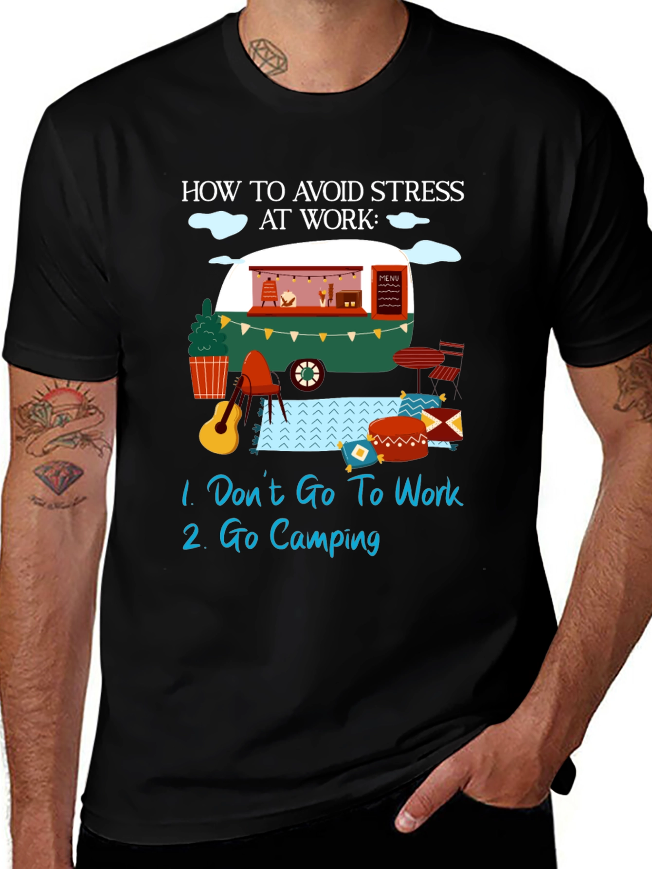 Variant 16 of Camping T-Shirt: How To Avoid Stress At Work