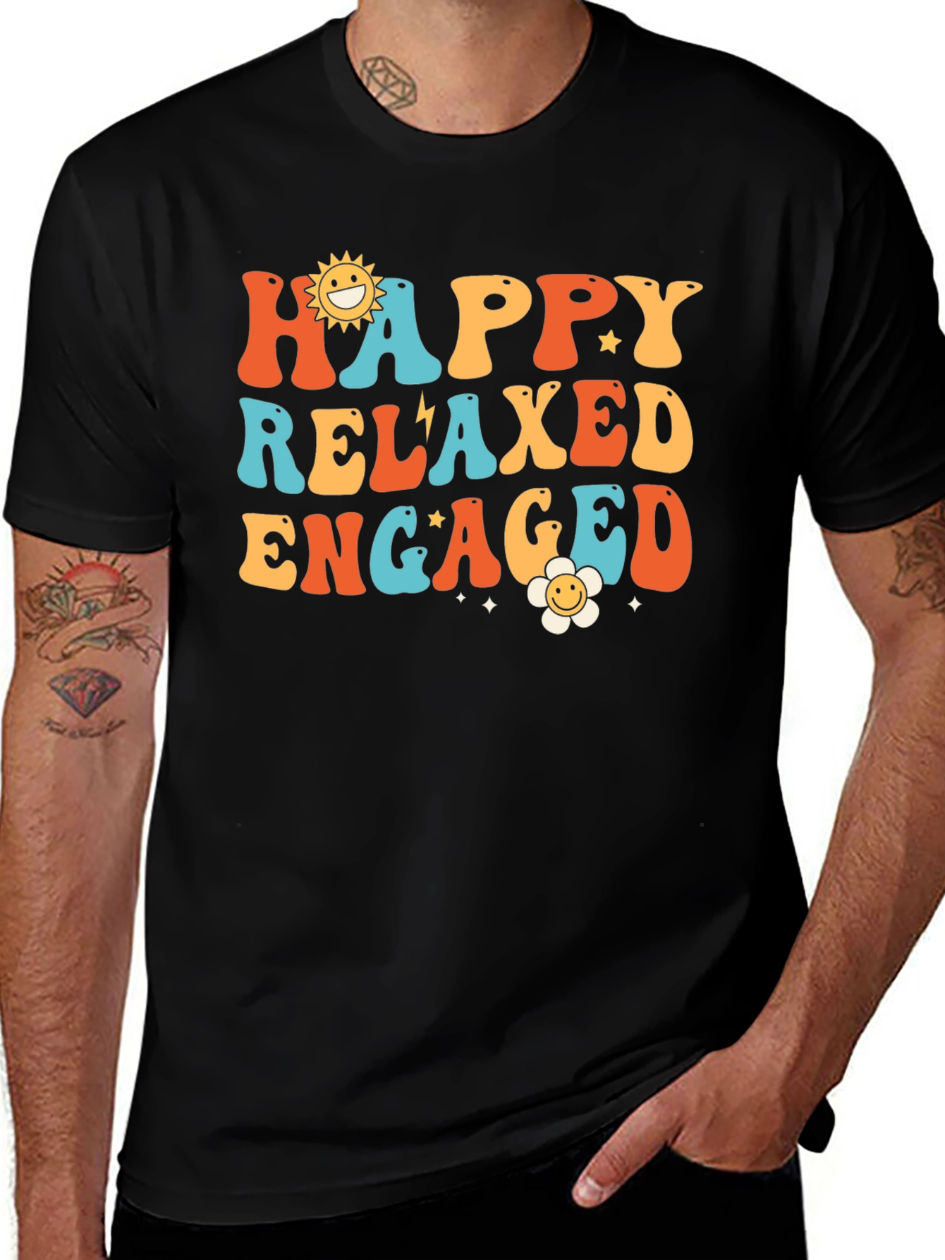 Variant 20 of Happy Relaxed Engaged Graphic Tee - Retro Style