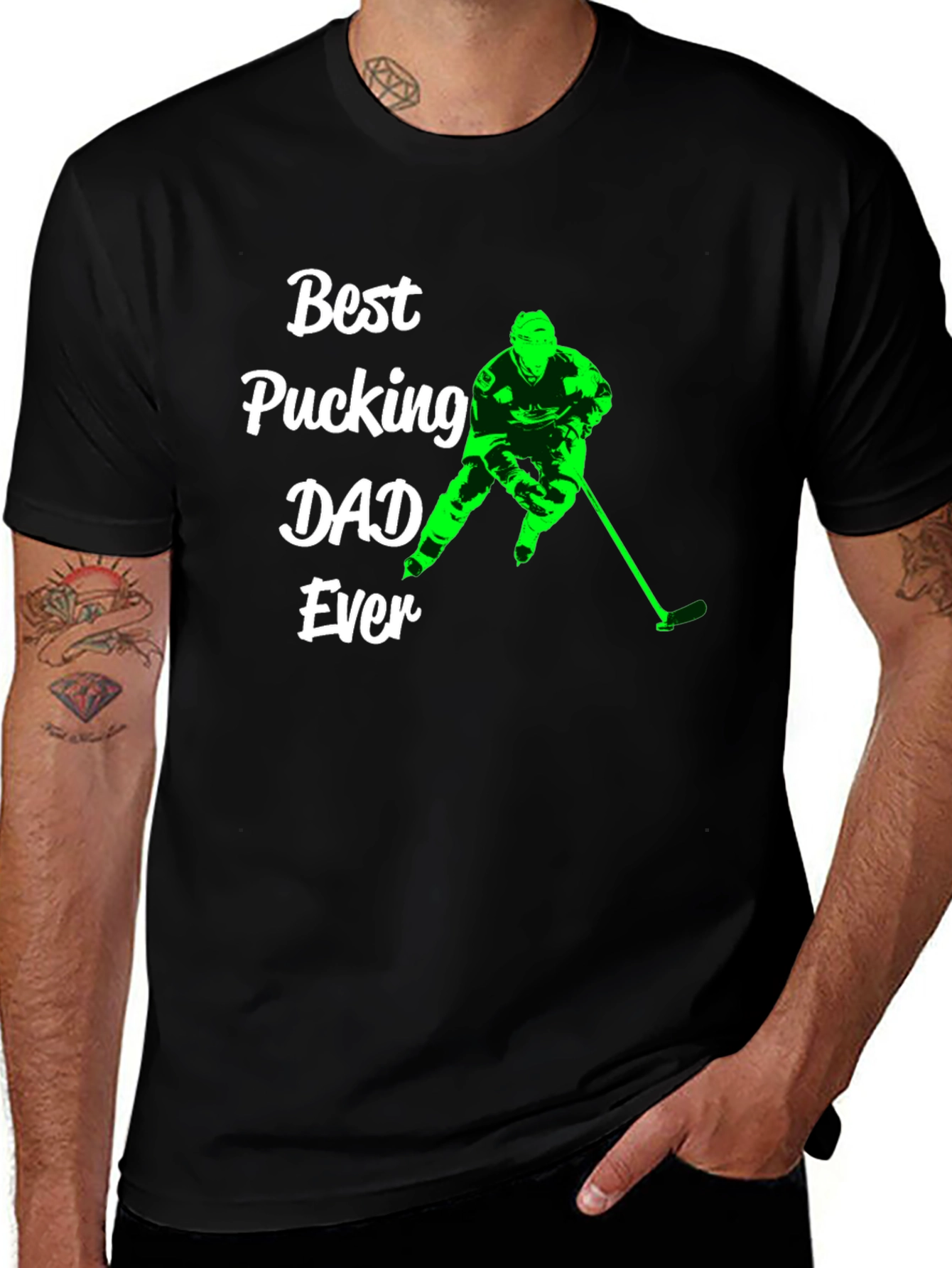 Variant 14 of Best Pucking Dad Ever Hockey Graphic Tee - Black