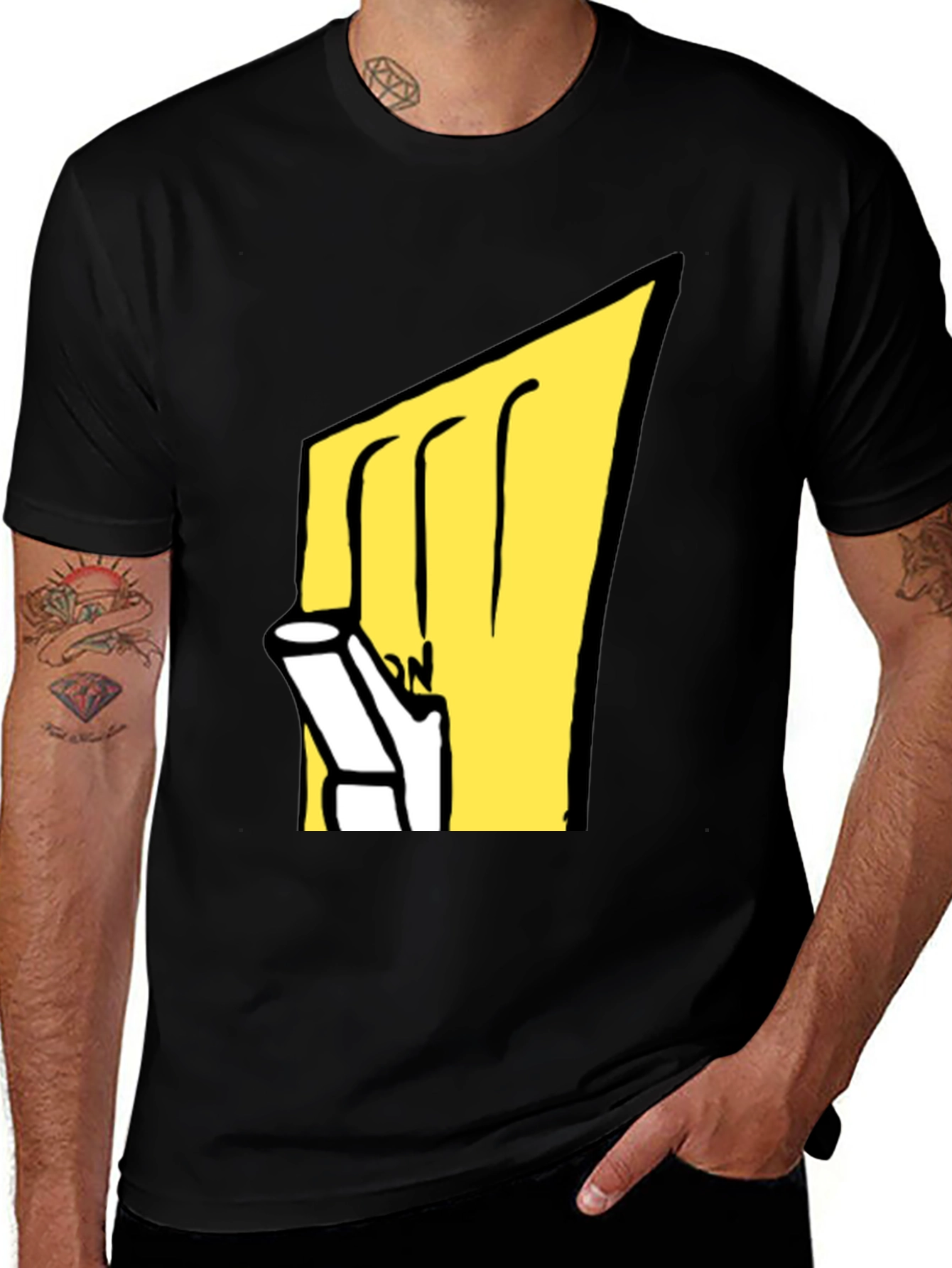 Variant 28 of Cartoon Graphic Tee - Black Cotton Blend