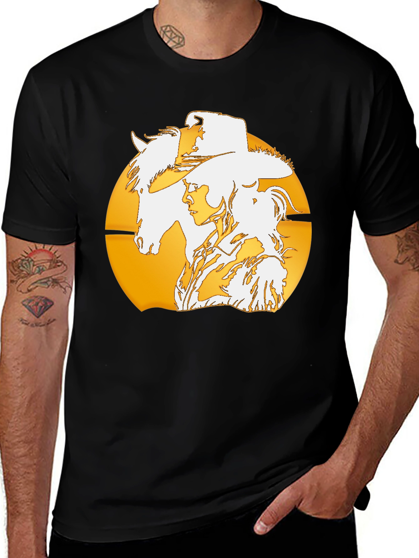 Variant 7 of Cowboy Sunset Graphic Tee - Western Style