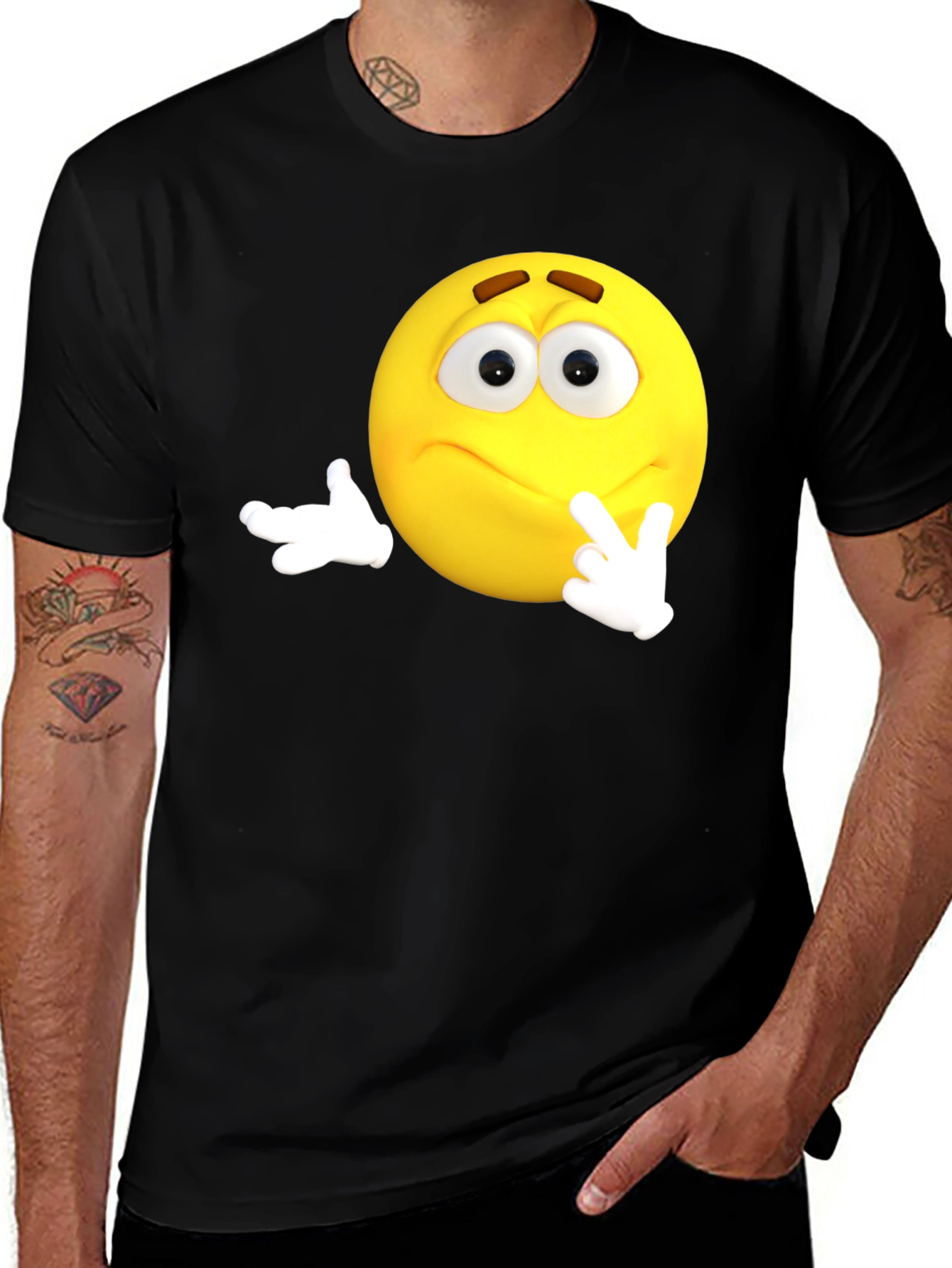 Variant 15 of Thinking Emoji Black T-Shirt
