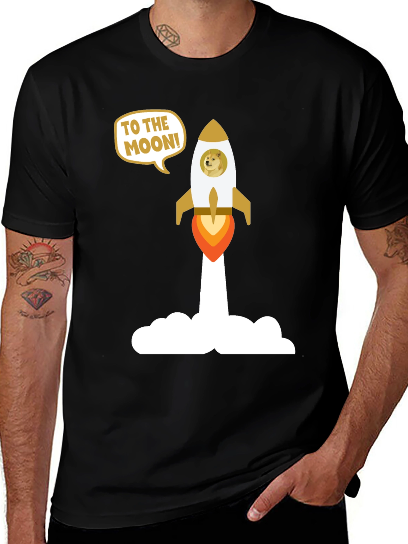 Variant 27 of Dogecoin Rocket T-Shirt - To the Moon!