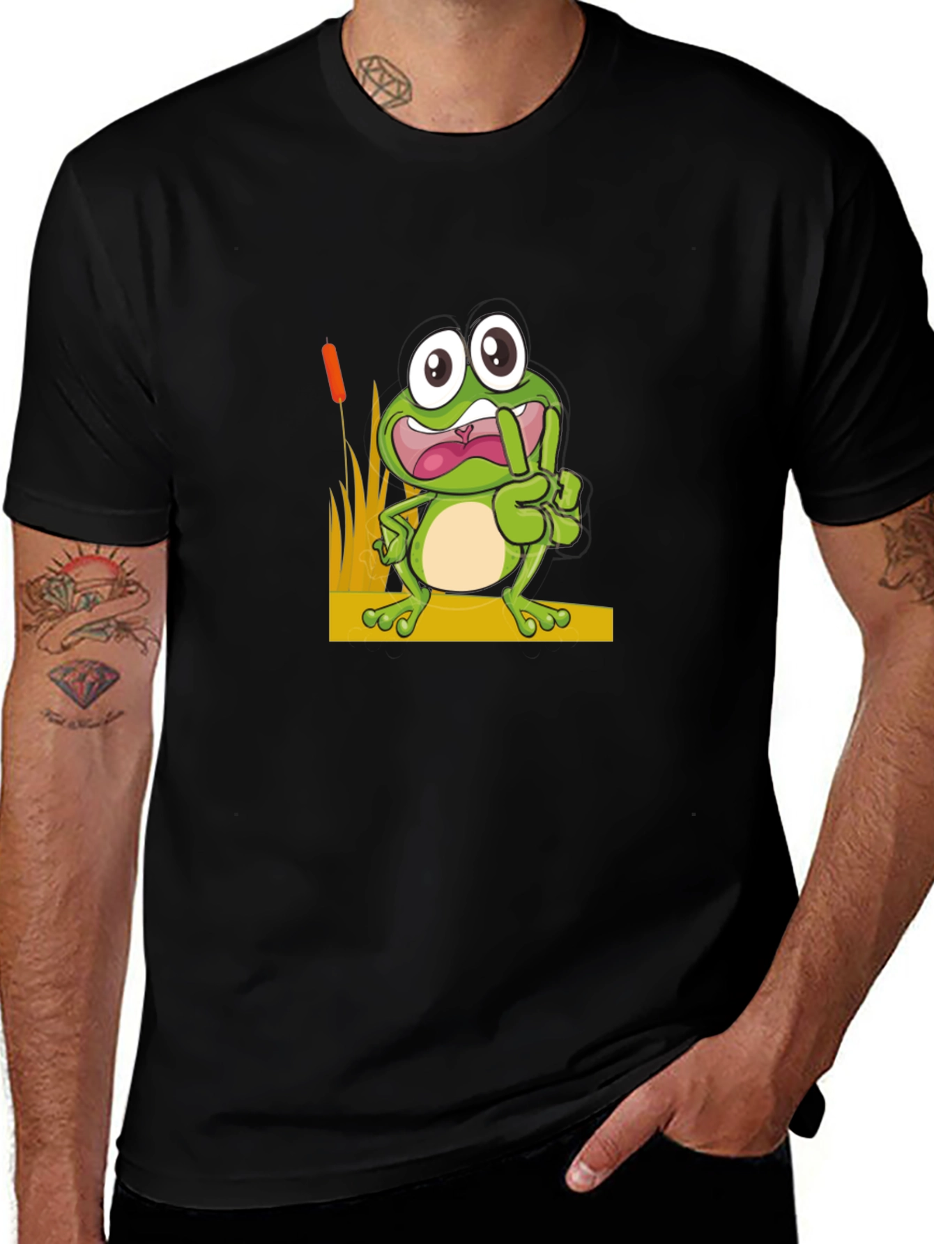Variant 16 of Funny Frog Graphic Tee - Men's Black T-Shirt