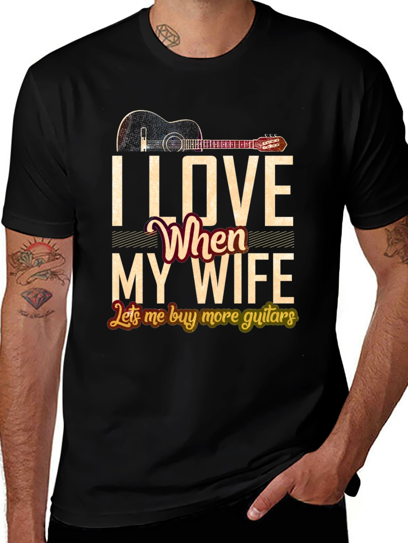 Variant 6 of I Love My Wife Guitar T-Shirt