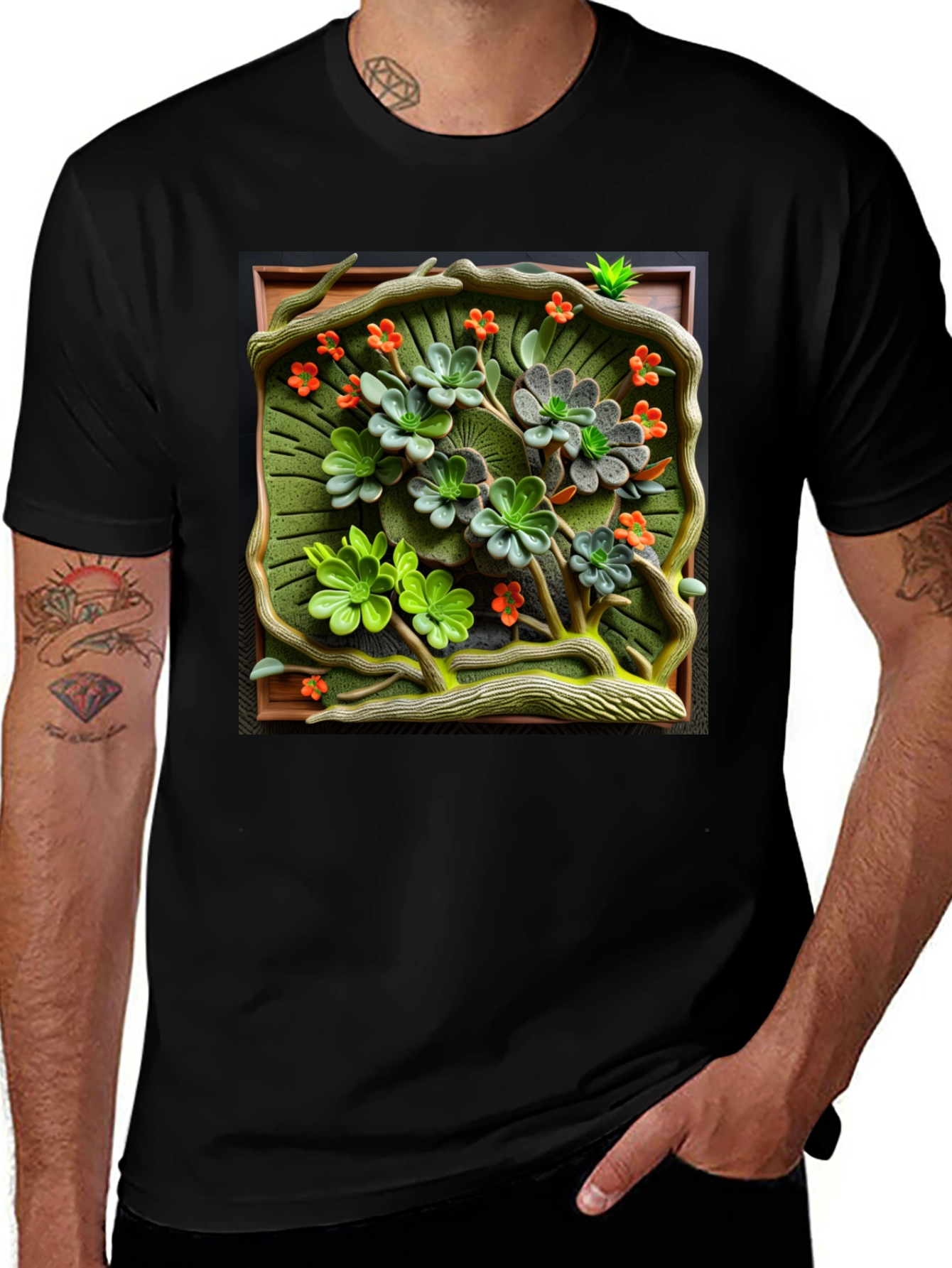 Variant 14 of Floral Embossed Graphic Tee - Unique Art T-Shirt