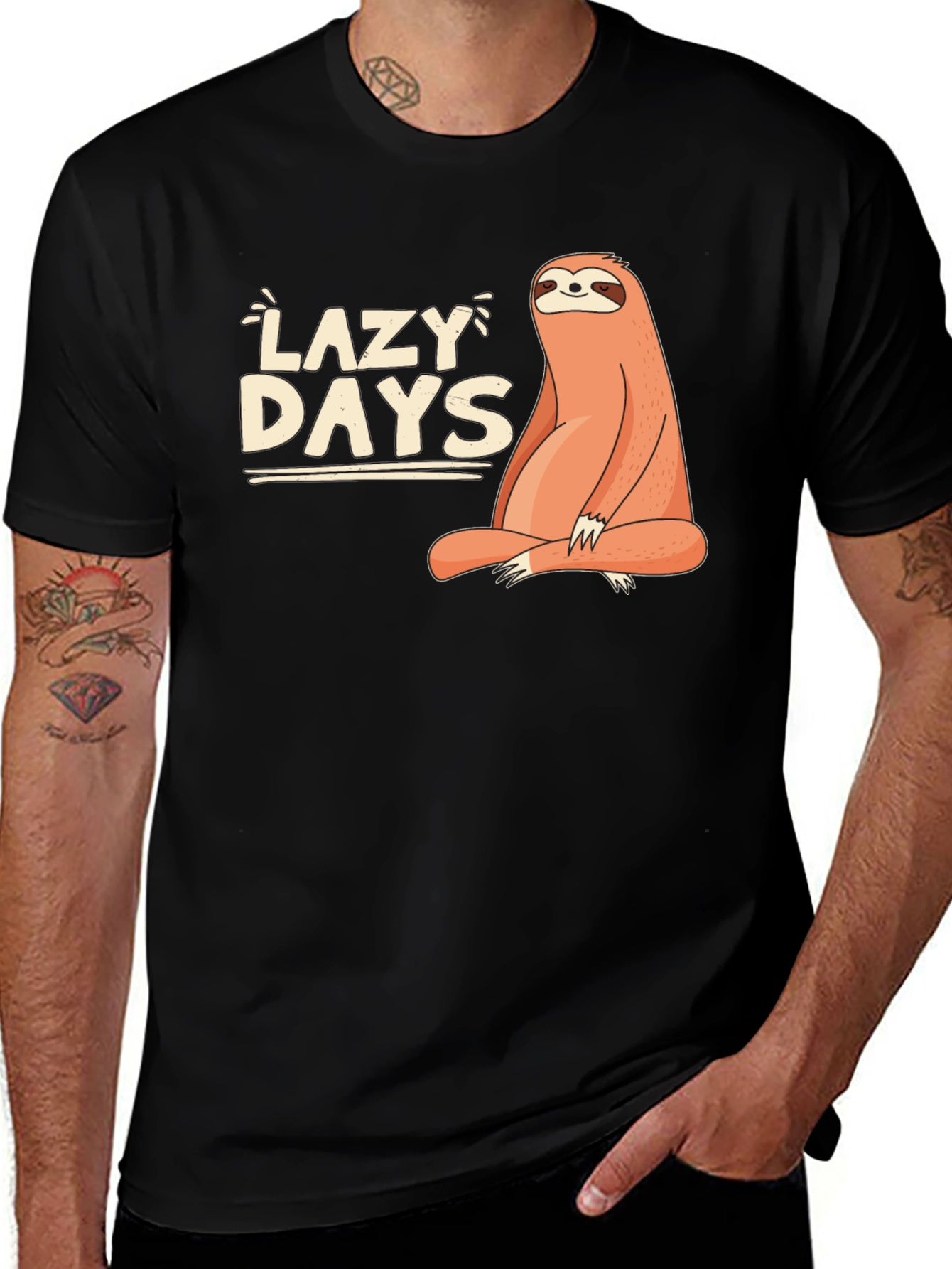 Variant 27 of Lazy Days Sloth Graphic Tee - Relaxed Fit