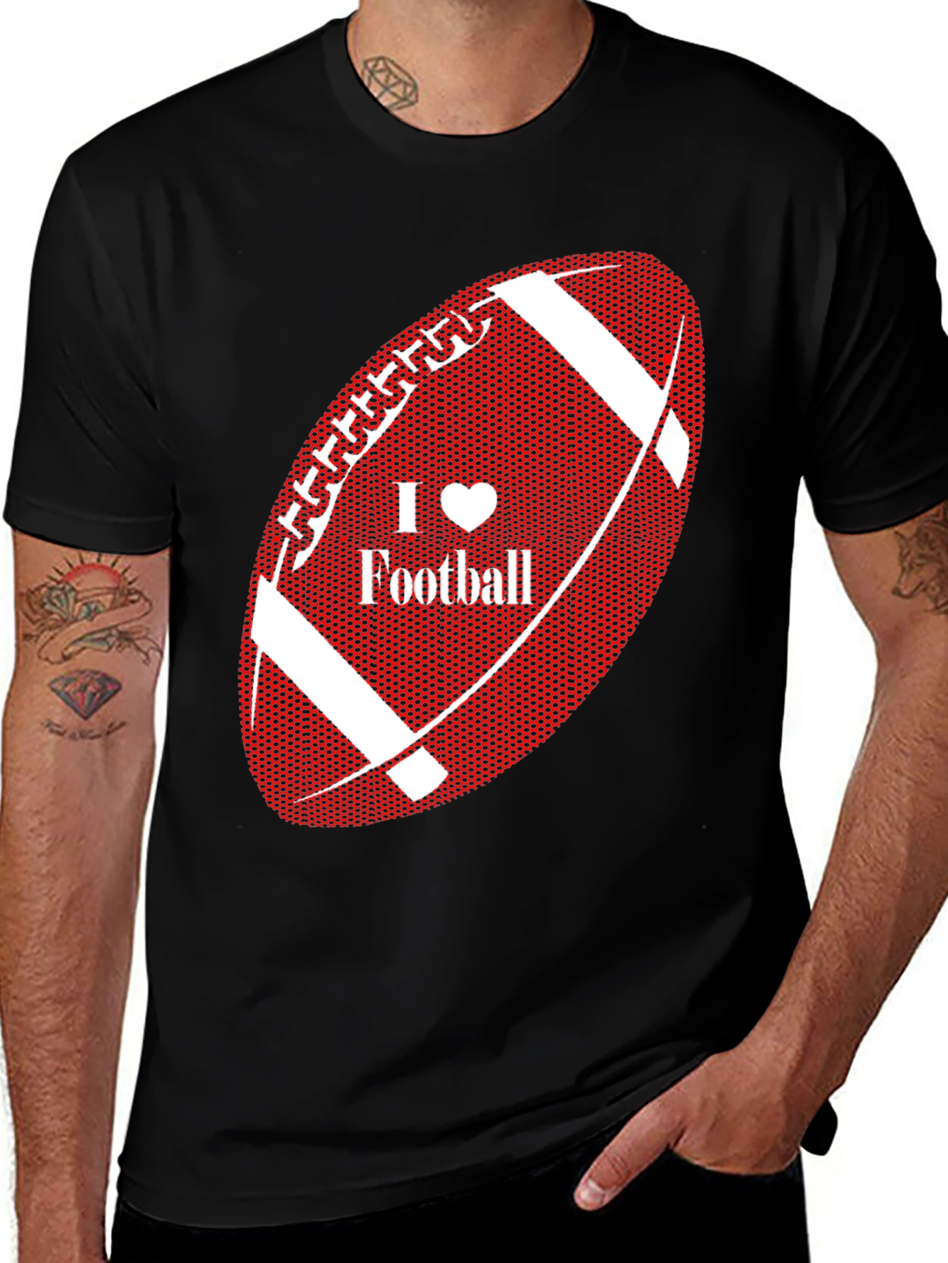 I Love Football T-Shirt - Black Graphic Tee