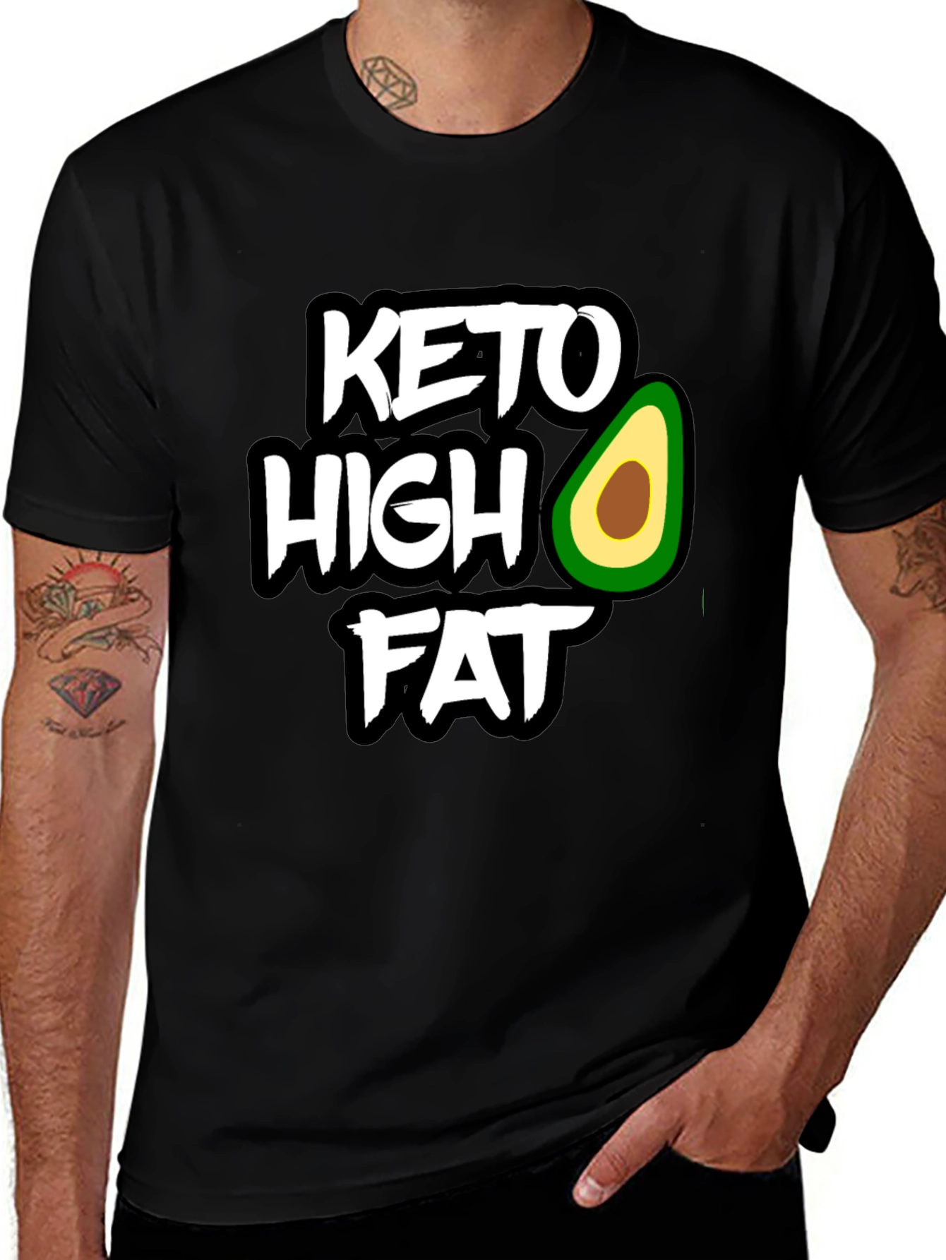 Variant 14 of Keto High Fat Avocado Graphic Black T-Shirt