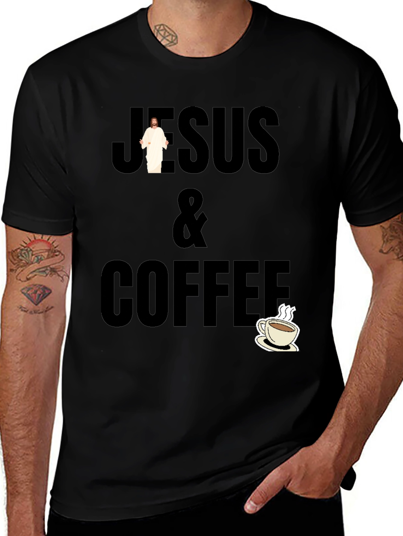 Jesus & Coffee T-Shirt - Black Graphic Tee