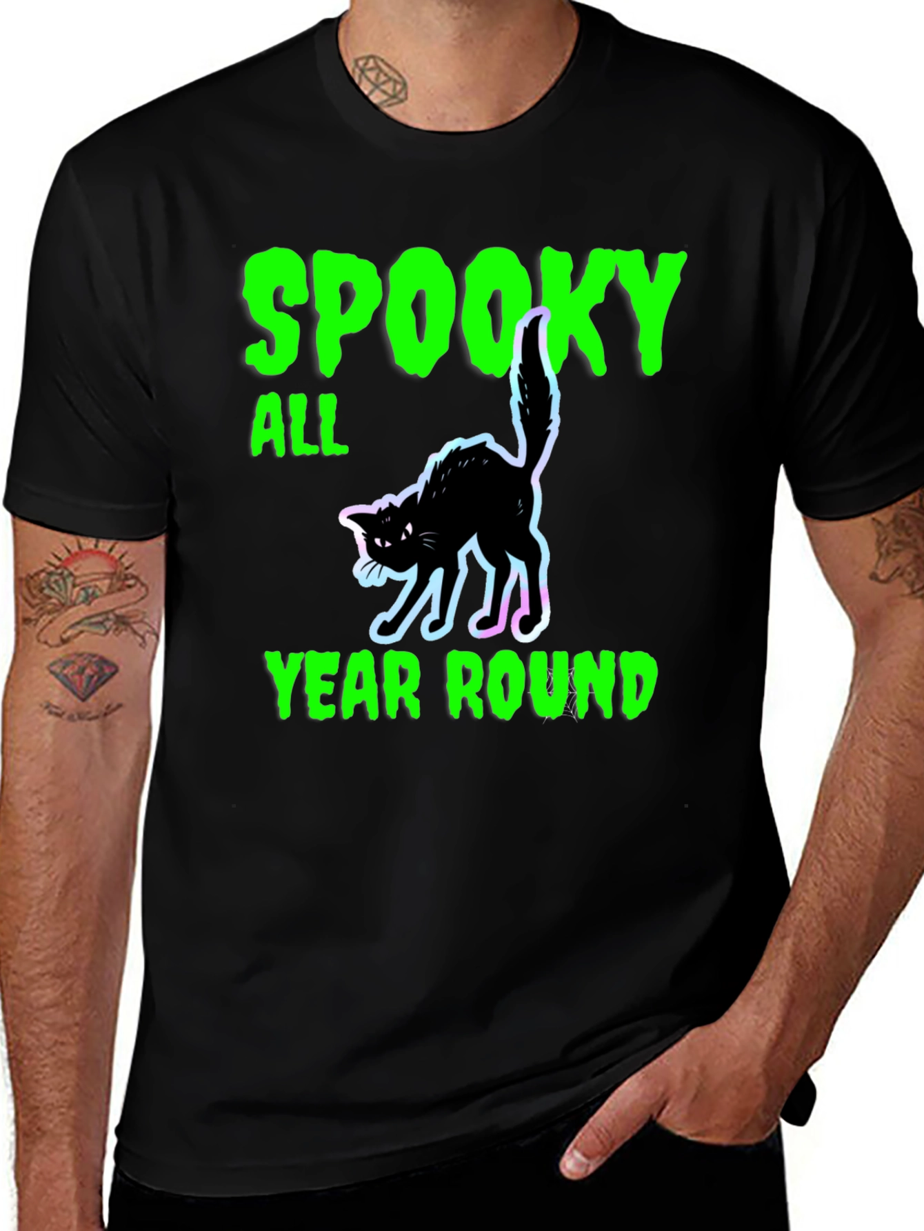 Variant 18 of Spooky All Year Round Black Cat T-Shirt