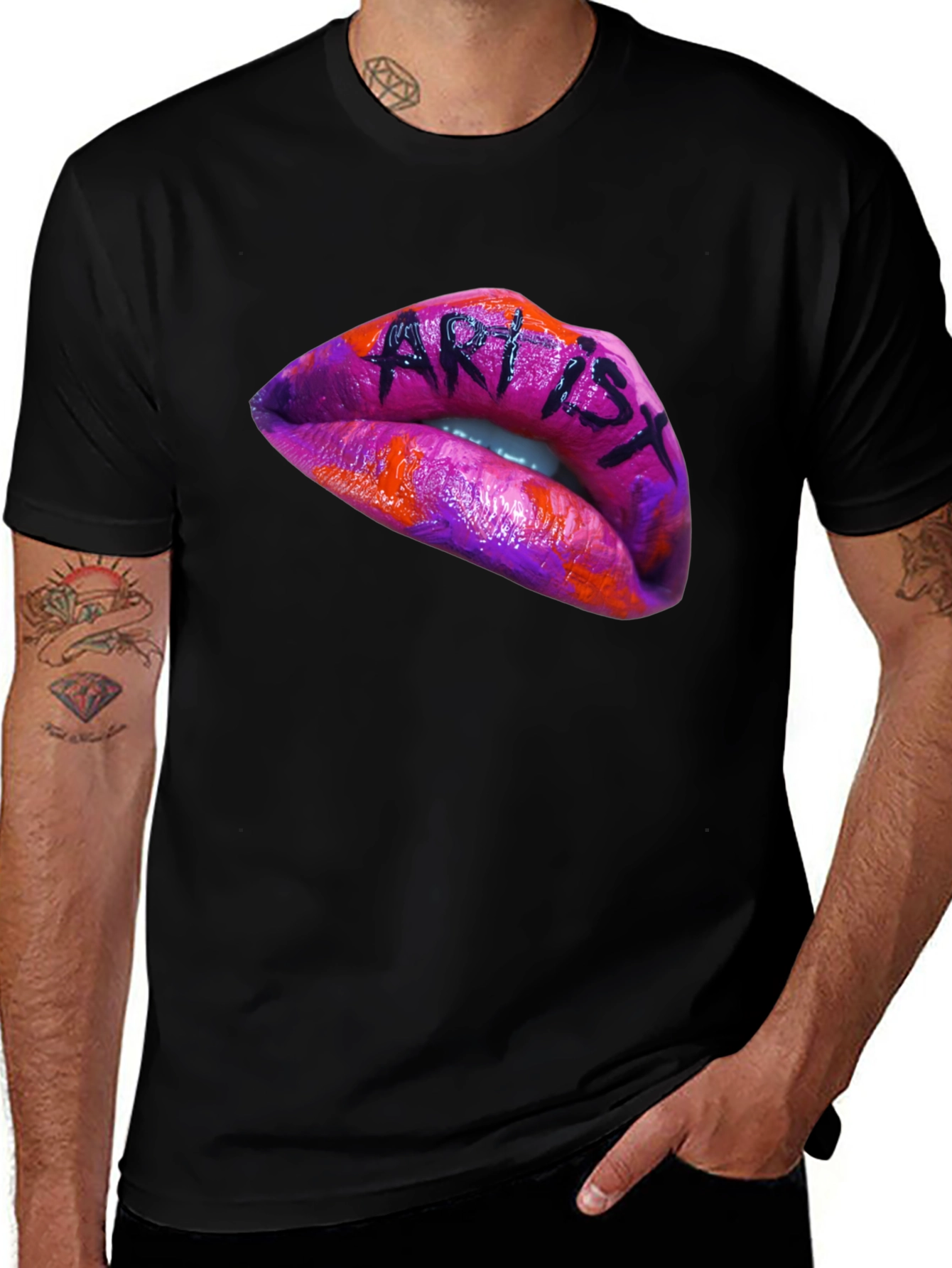 Artist Lips Graphic Black T-Shirt