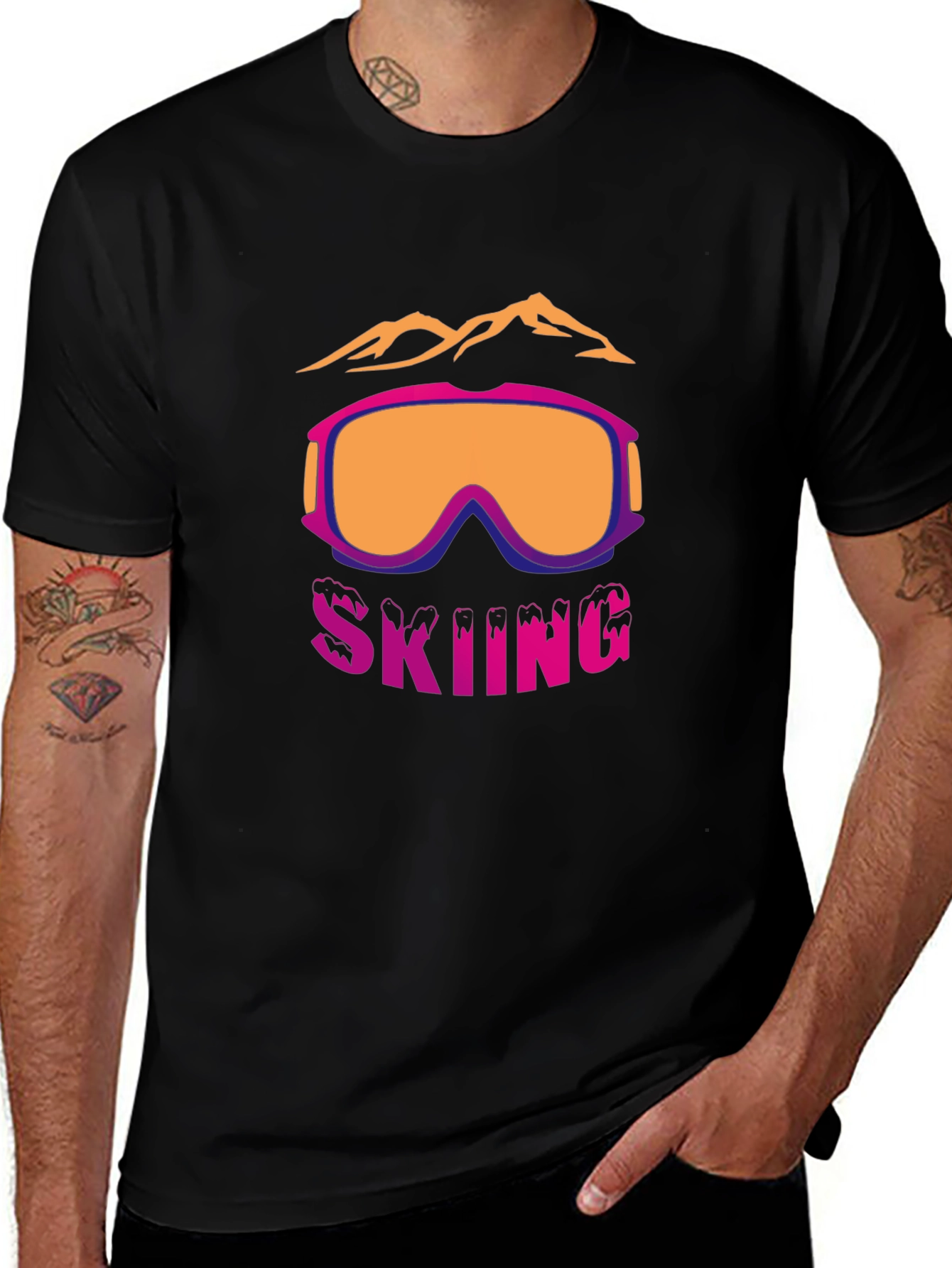 Variant 30 of Skiing Graphic T-Shirt - Mountain & Goggles Design