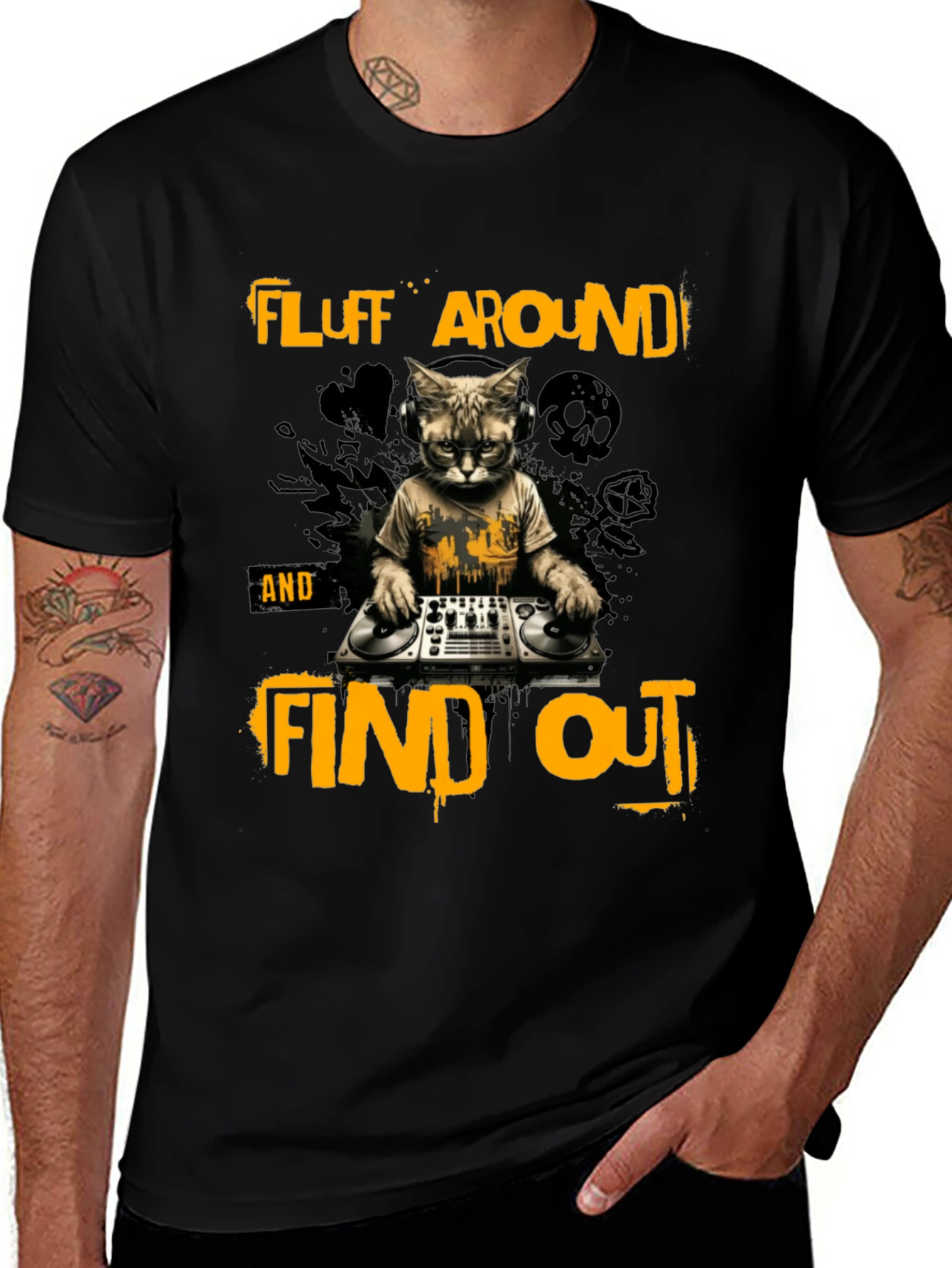 Variant 9 of Fluff Around Find Out DJ Cat Graphic T-Shirt