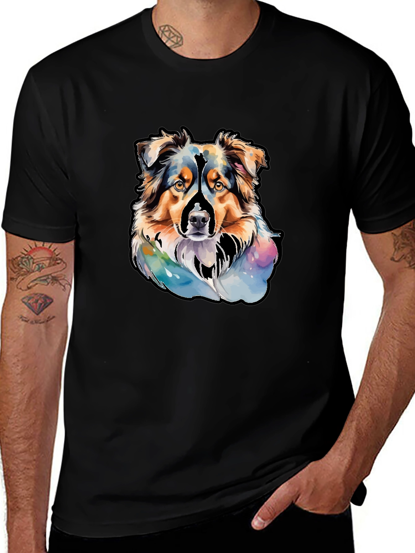 Australian Shepherd Dog Watercolor T-Shirt