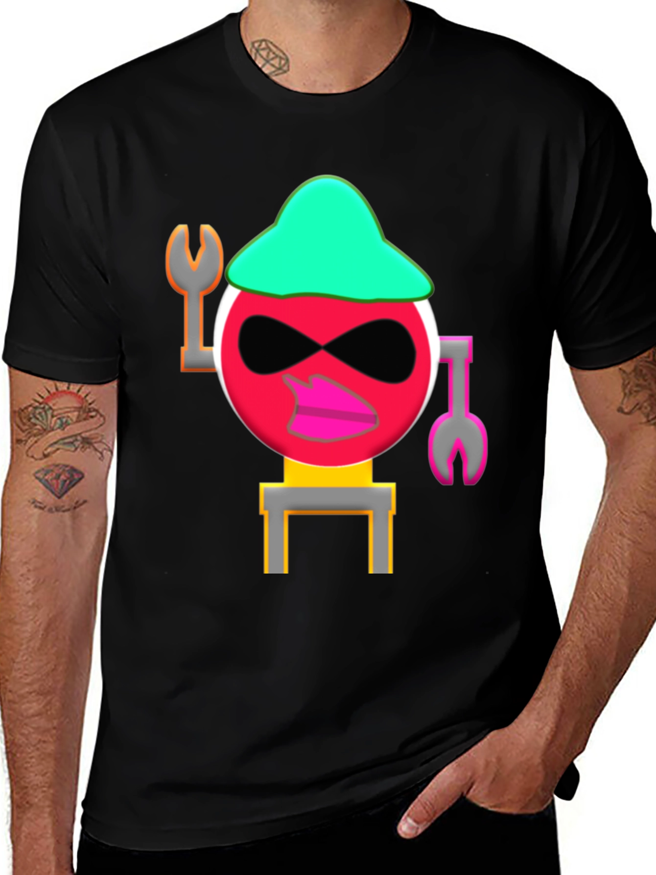 Variant 4 of Cartoon Robot T-Shirt - Quirky Graphic Tee