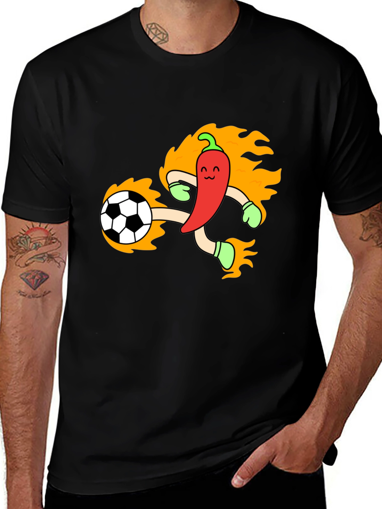 Variant 11 of Spicy Soccer T-Shirt - Chili Pepper Kicking Ball