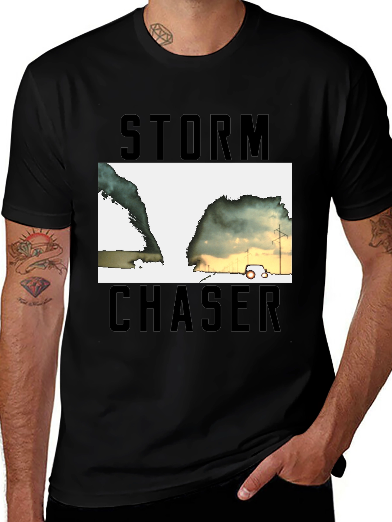 Variant 6 of Storm Chaser Graphic Tee - Black Cotton T-Shirt