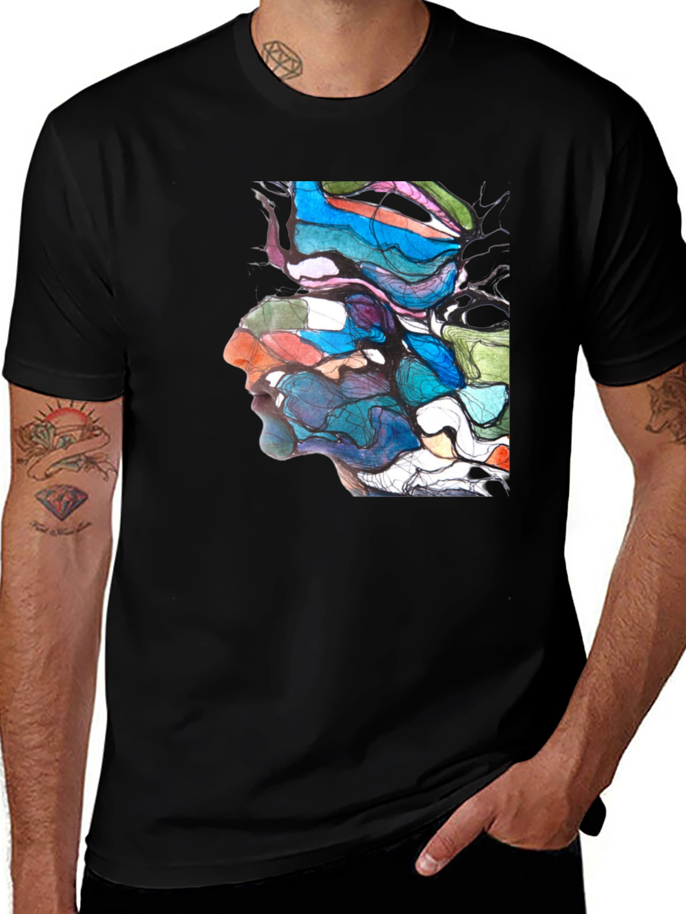 Variant 29 of Abstract Face Art Graphic T-Shirt