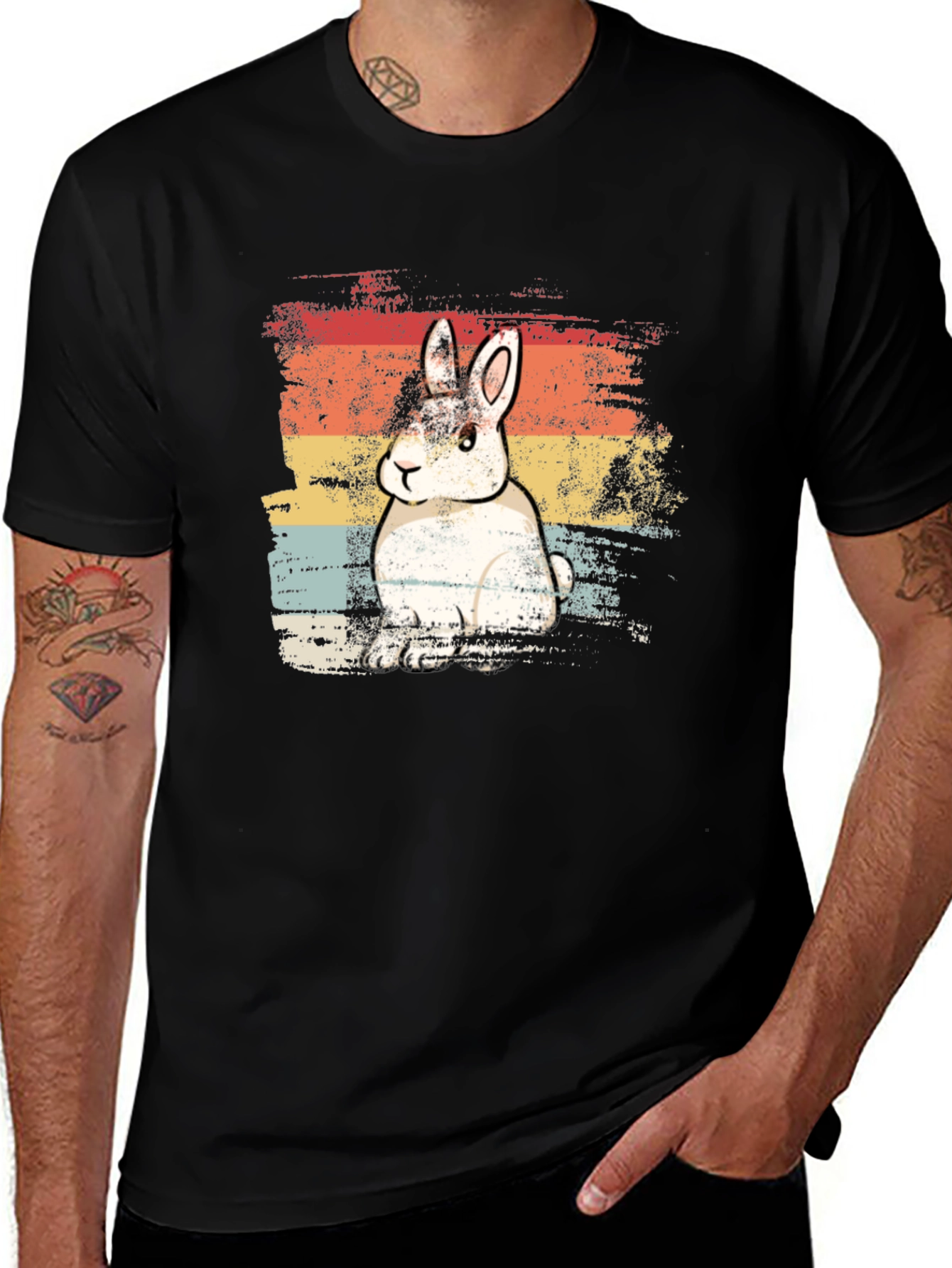 Variant 6 of Retro Rabbit Graphic Tee - Unisex Black T-Shirt