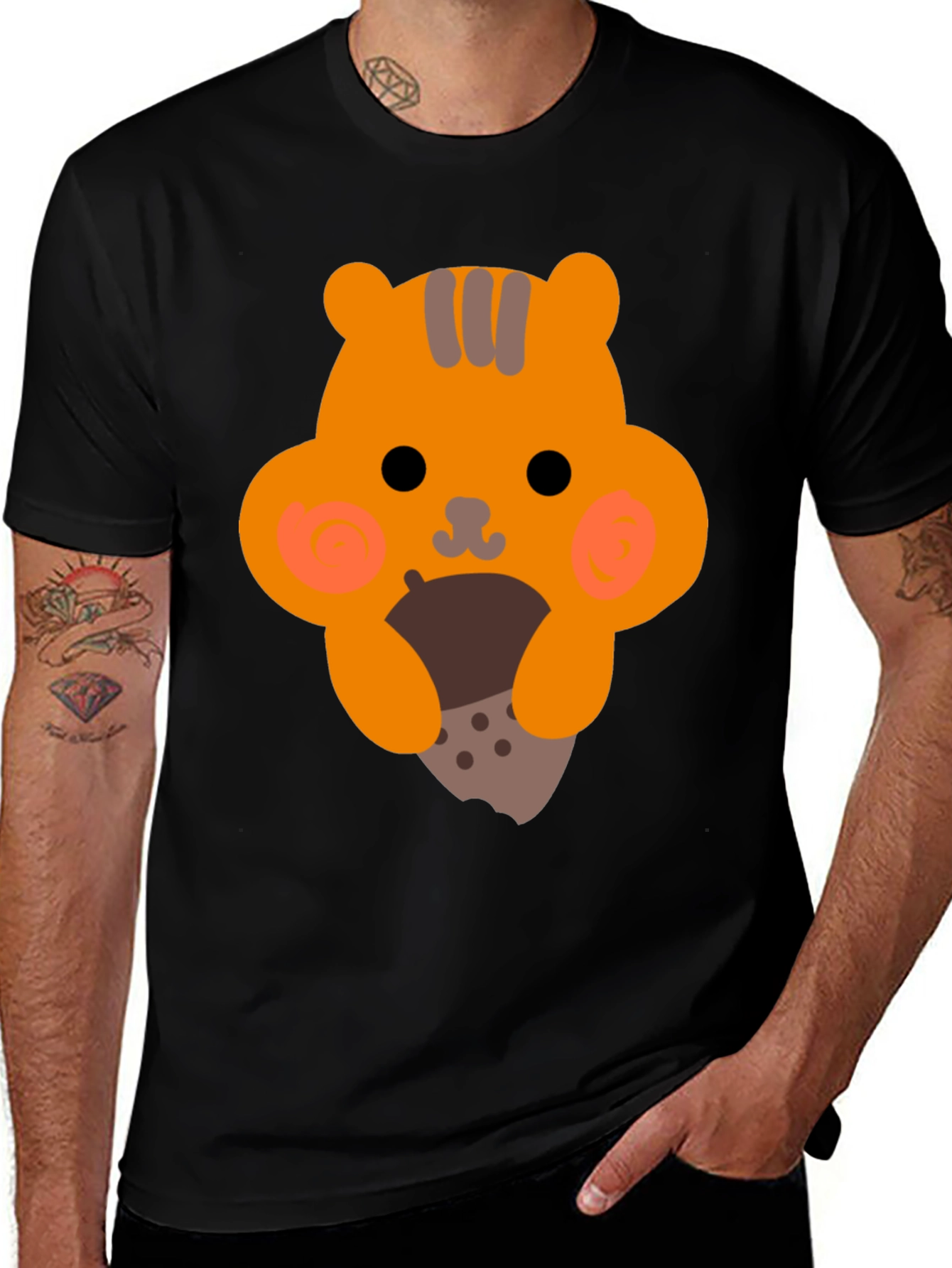 Variant 28 of Cute Cartoon Squirrel Eating Nut Graphic T-Shirt