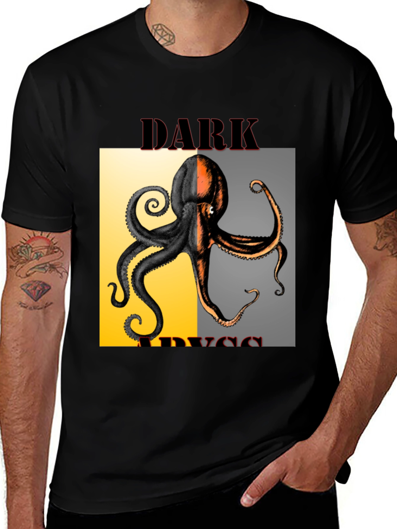 Variant 14 of Dark Abyss Octopus Graphic Tee - Black