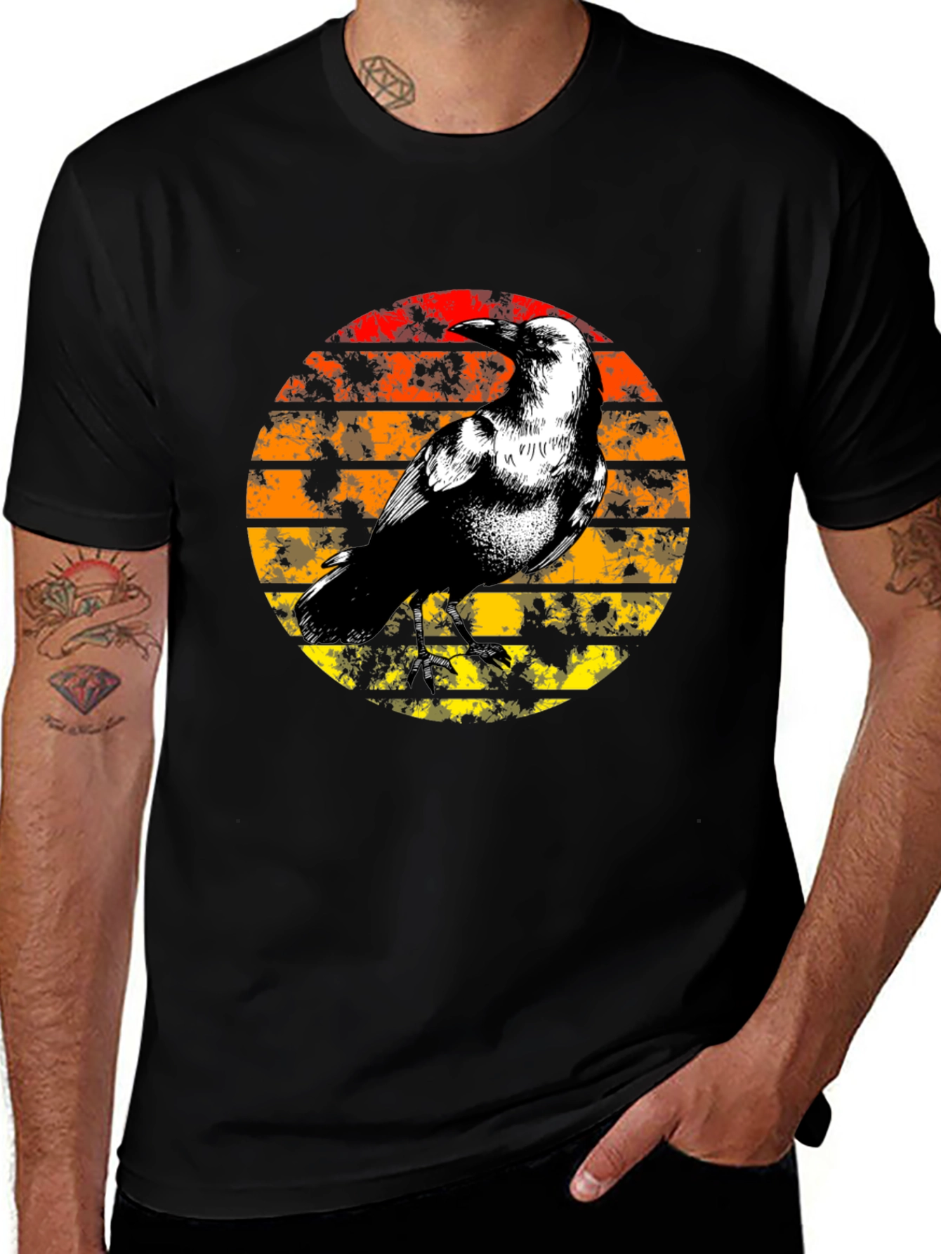 Variant 10 of Raven Sunset Graphic Tee - Stylish Black T-Shirt