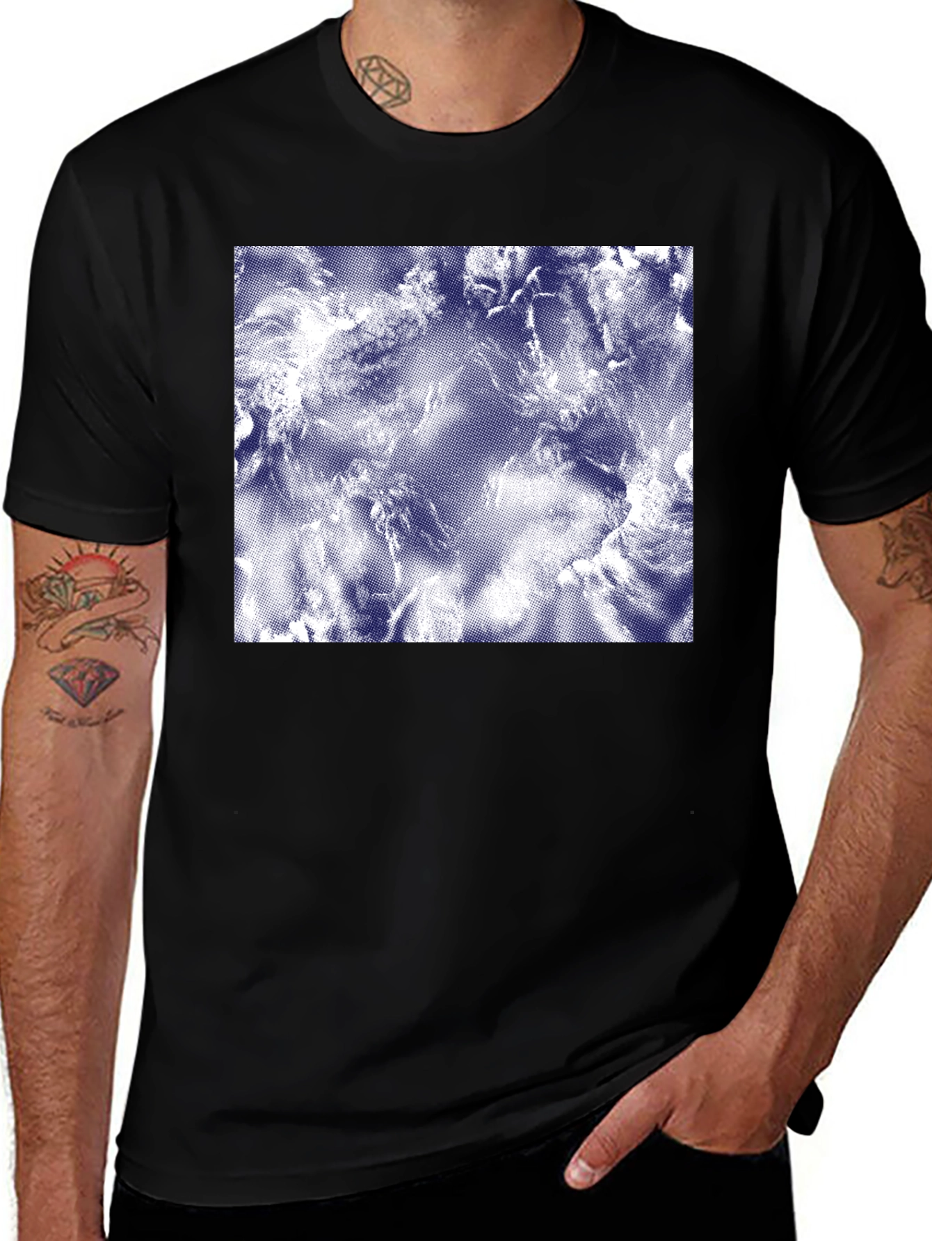 Variant 21 of Abstract Cloudscape Print Black T-Shirt
