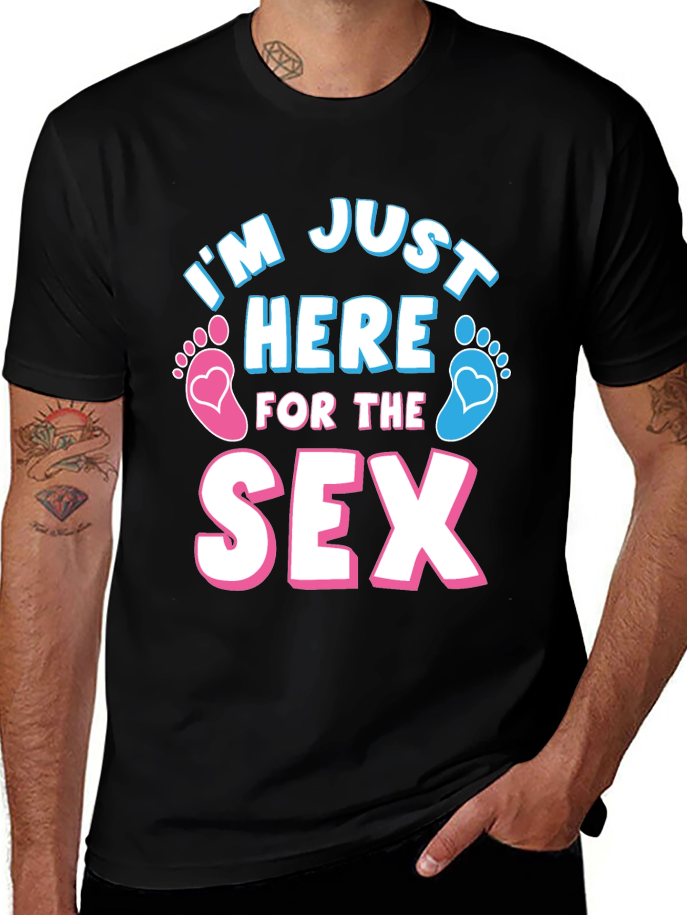 Variant 23 of Gender Reveal T-Shirt: I'm Just Here for the Sex
