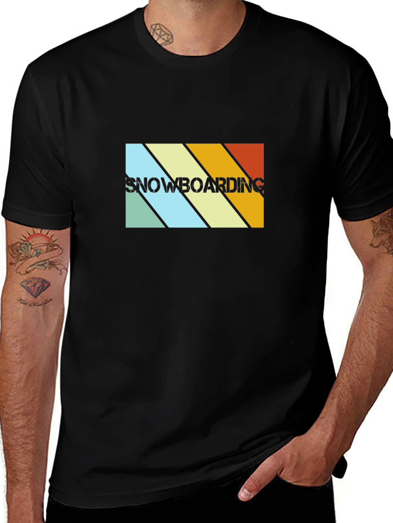 Variant 29 of Retro Snowboarding T-Shirt - Black Graphic Tee