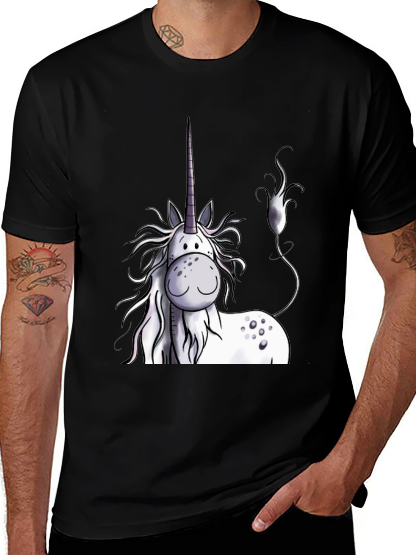 Variant 13 of Unicorn Graphic T-Shirt - Black Cotton Tee