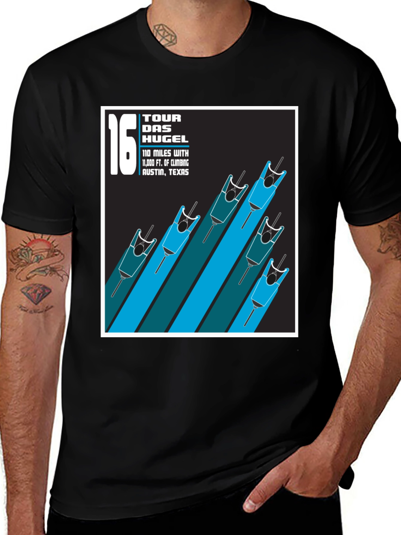 Variant 11 of Tour Das Hugel Cycling T-Shirt - Austin Texas