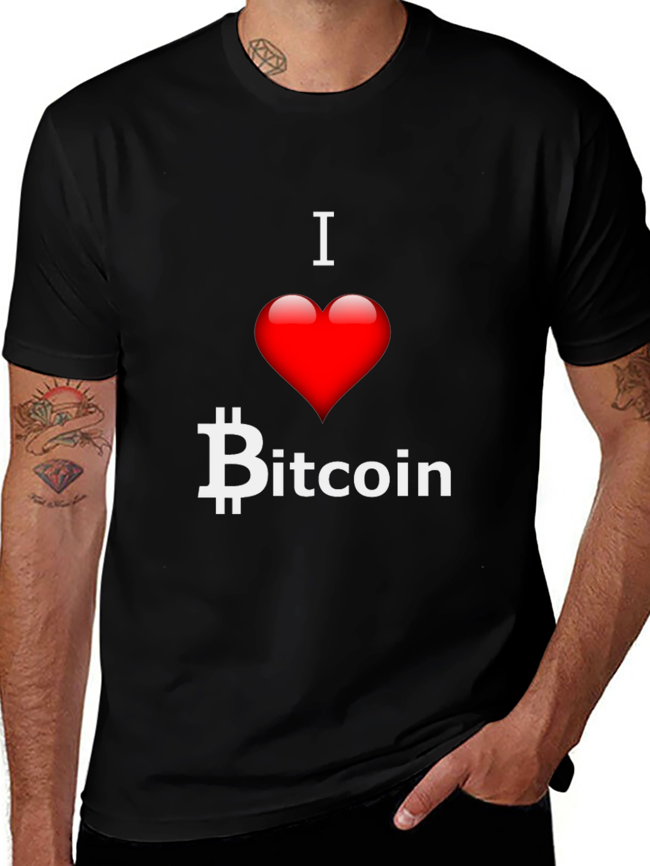 I Heart Bitcoin Black T-Shirt Crypto Currency Tee