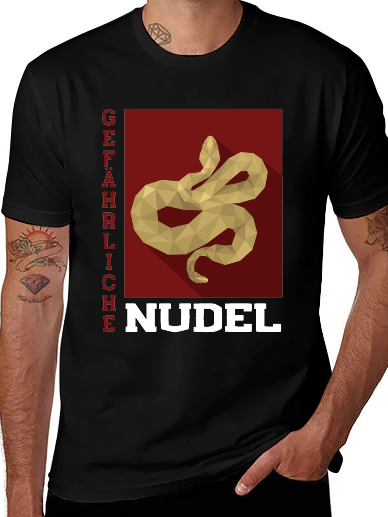 Gefährliche Nudel T-Shirt - Snake Pasta Funny Tee