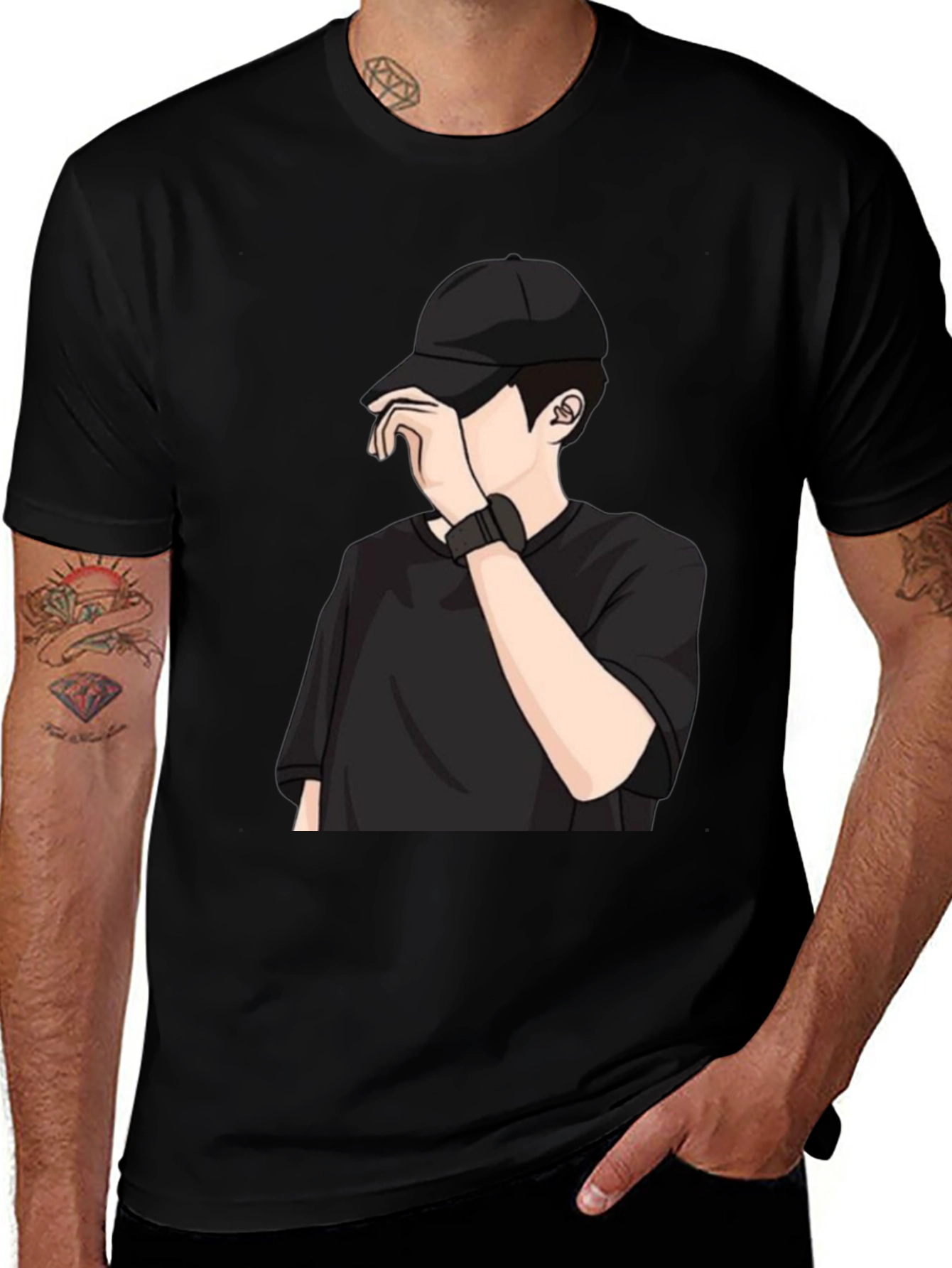 Variant 28 of Trendy Graphic Tee - Mystery Man in Black