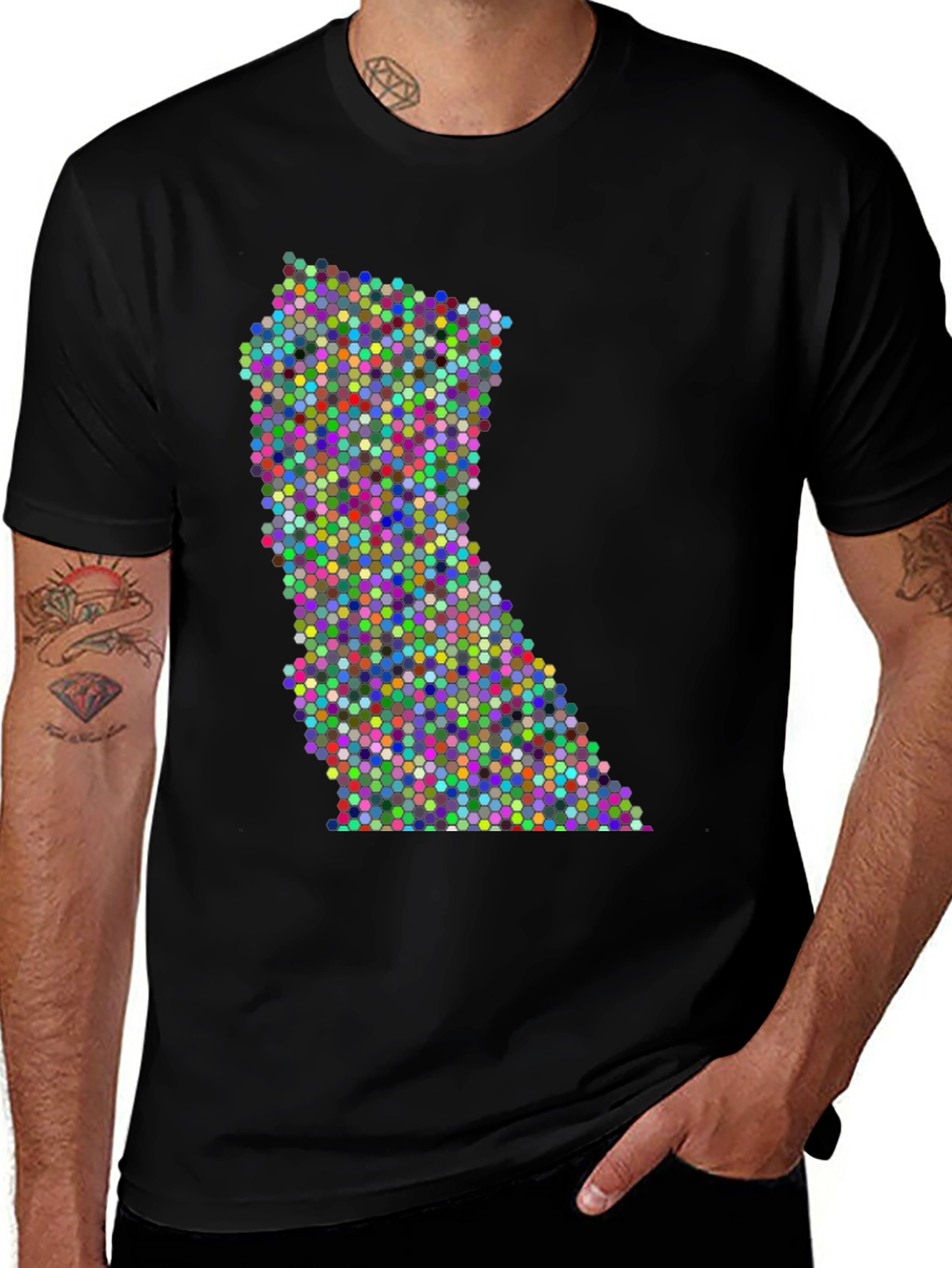 Black Colorful Dot Pattern State Graphic Tee main image