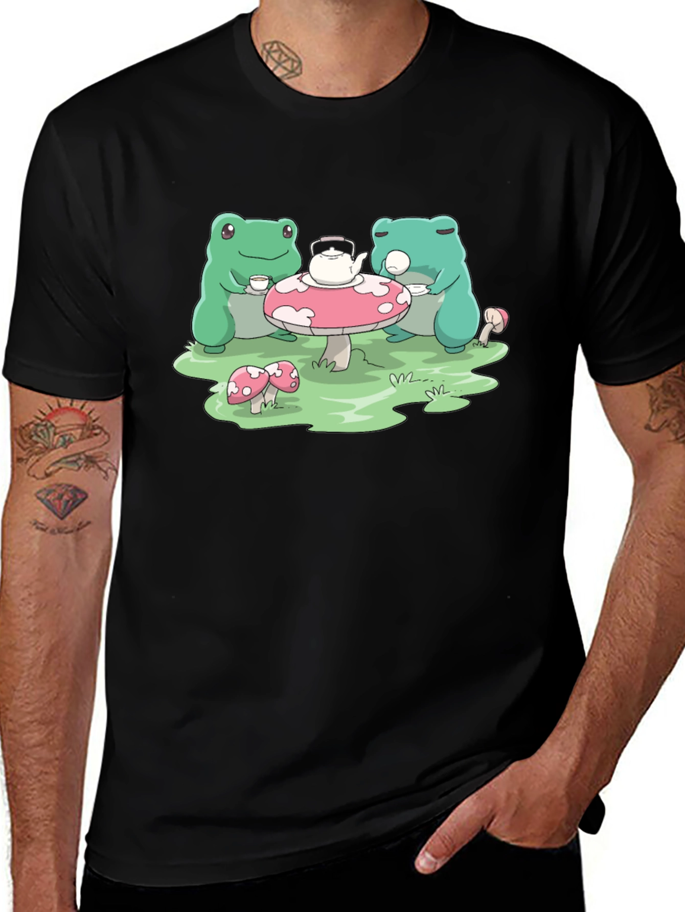 Variant 11 of Frog Tea Party Graphic Tee - Cute Toad T-Shirt