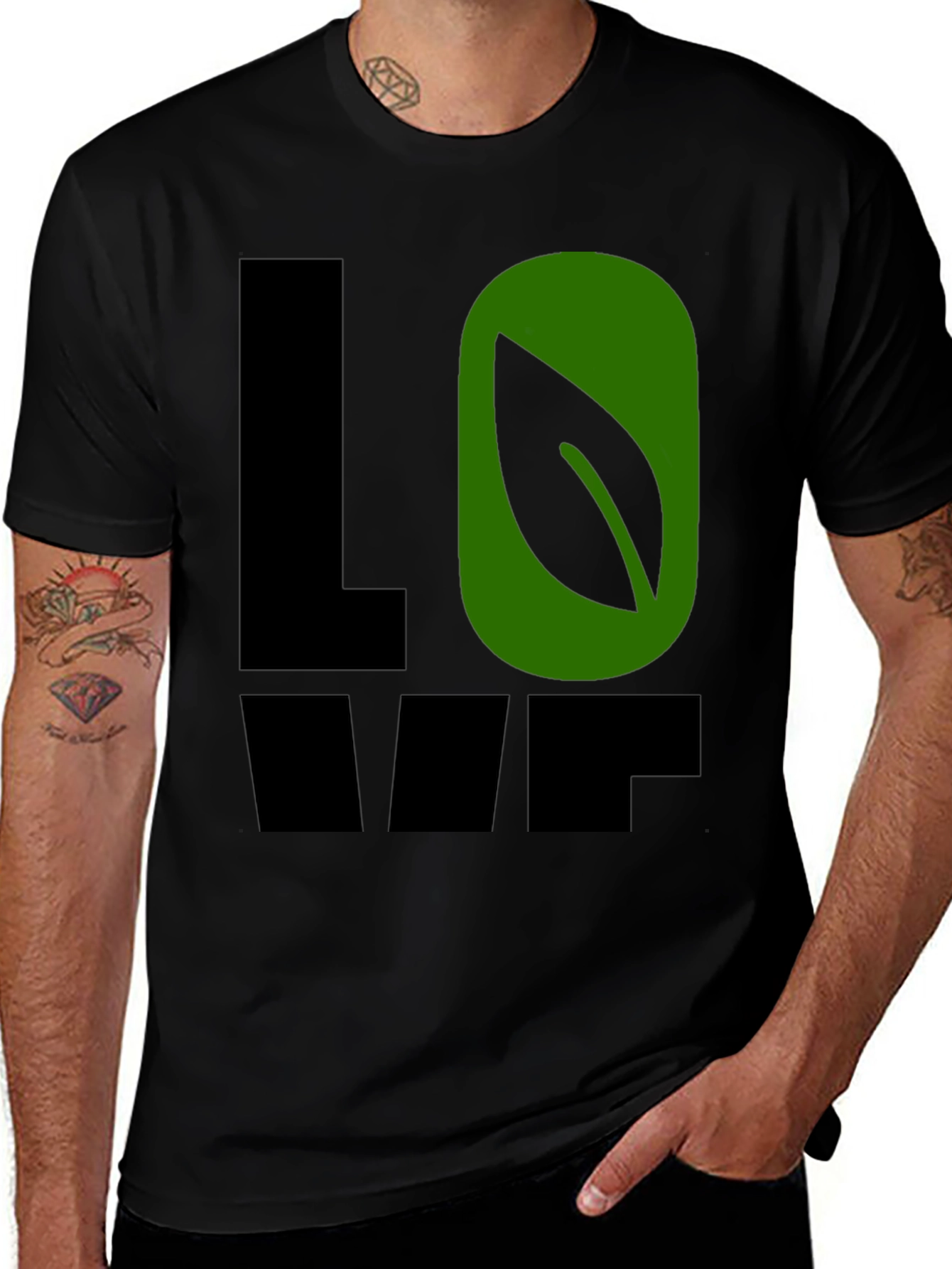Vegan Love T-Shirt - Black Crew Neck