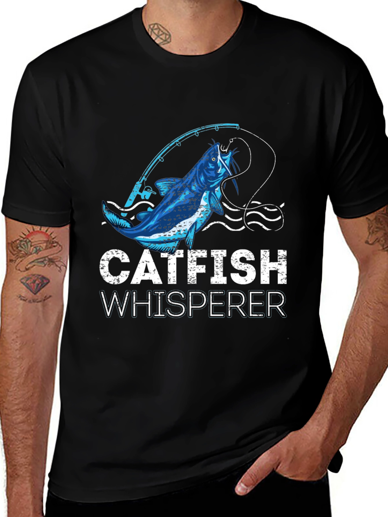 Catfish Whisperer Graphic Tee - Black Cotton