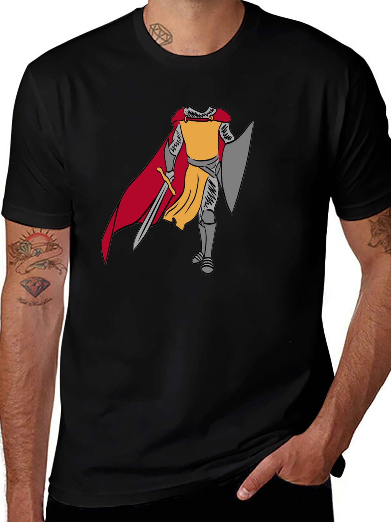 Variant 25 of Knight Graphic Tee - Medieval Warrior Design