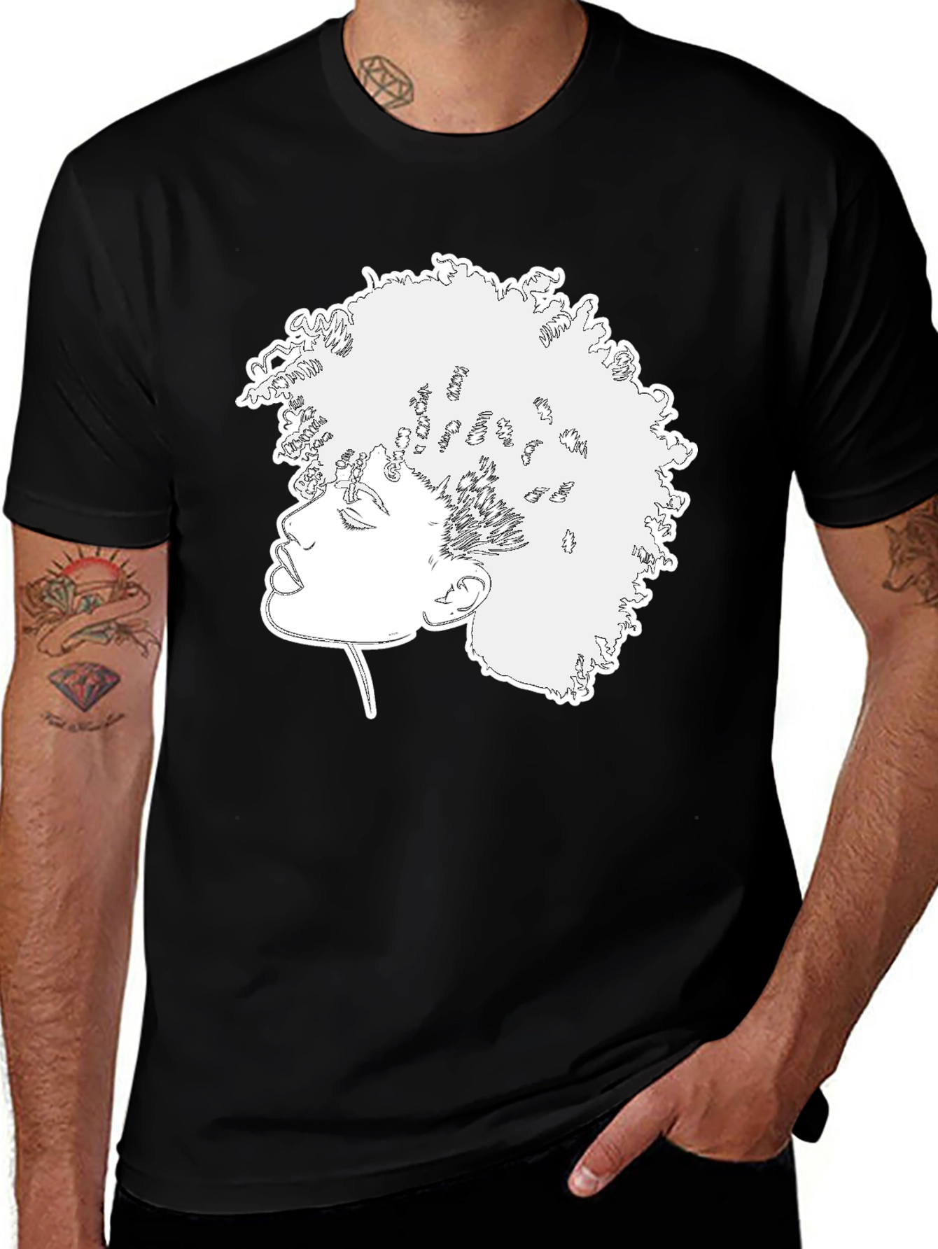 Variant 20 of Afro Art Tee - Black Graphic T-Shirt
