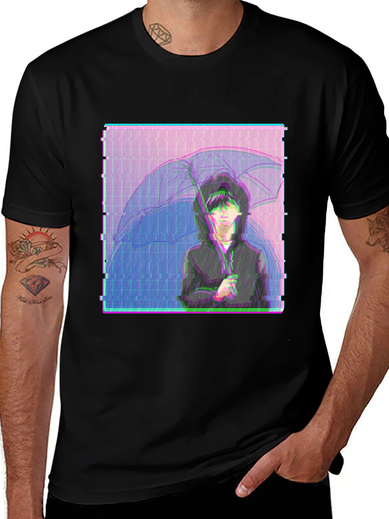 Variant 14 of Anime Glitchcore T-Shirt - Trendy Urban Style