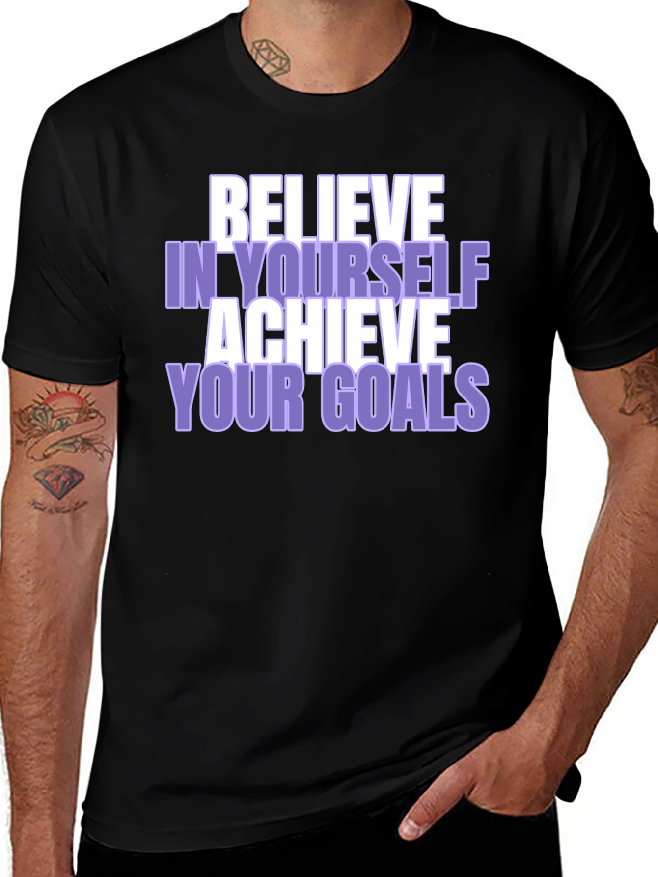 Variant 19 of Believe in Yourself Achieve Goals Black T-Shirt