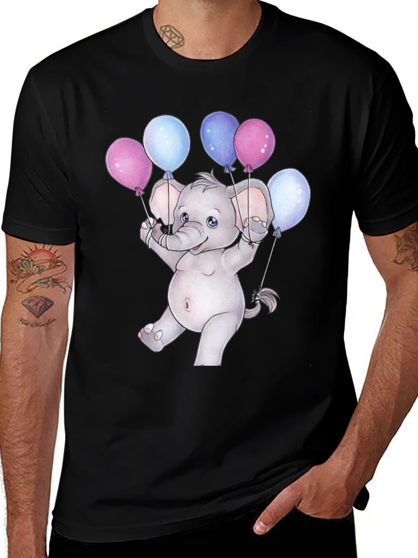 Variant 30 of Cute Elephant with Balloons Graphic Tee