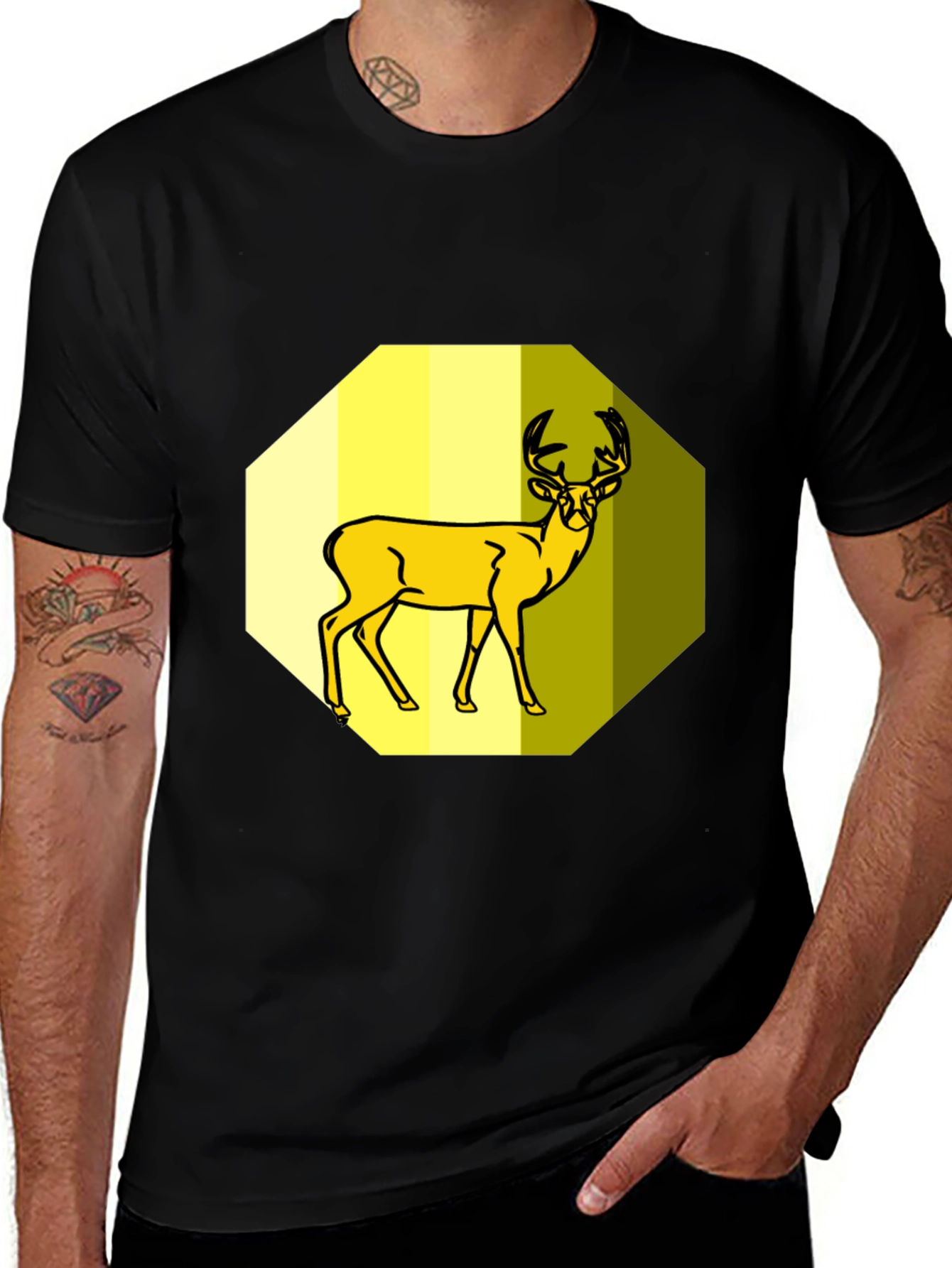 Variant 29 of Deer Graphic T-Shirt - Unisex Black Tee