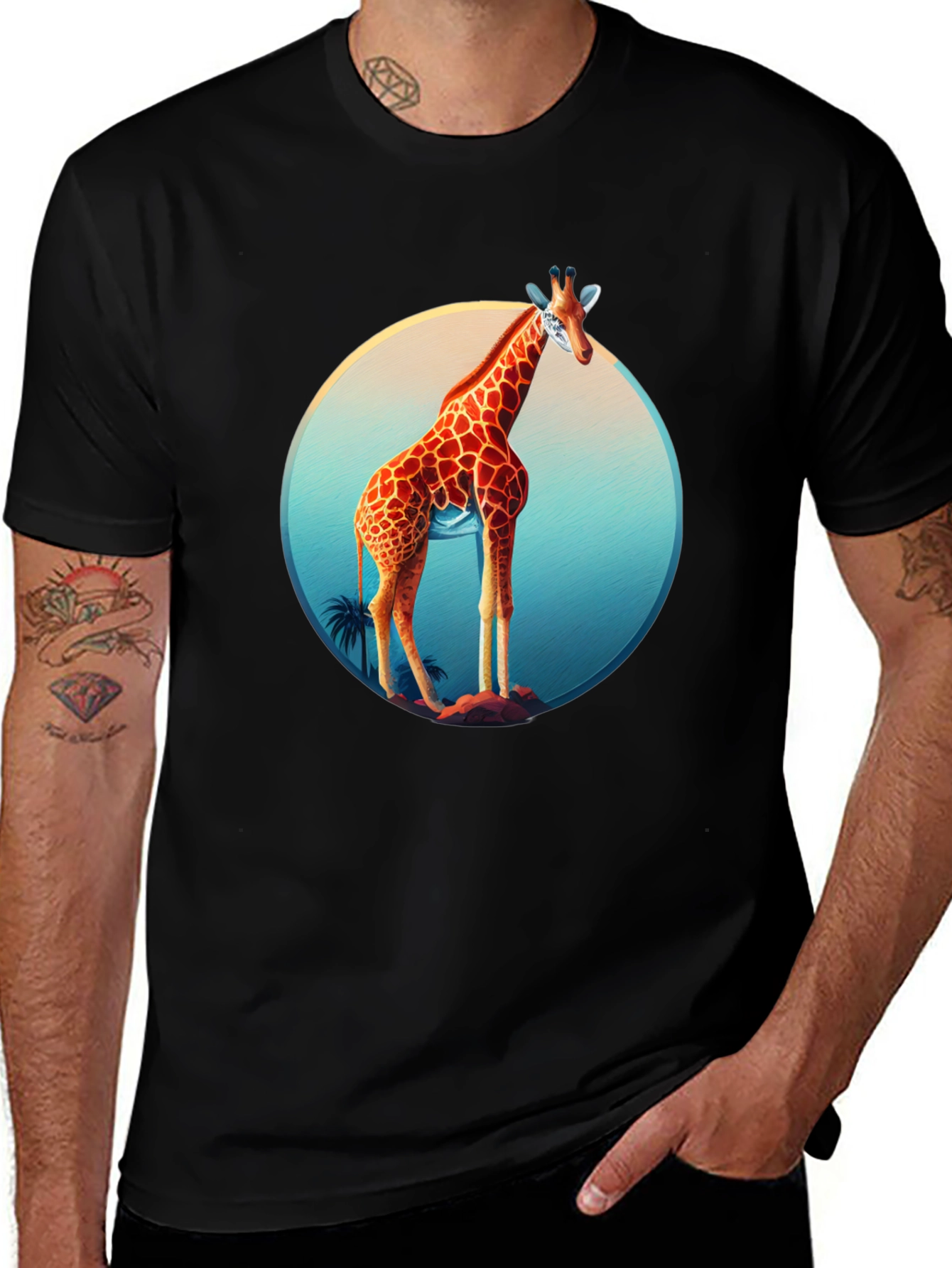 Variant 28 of Giraffe Graphic Black T-Shirt