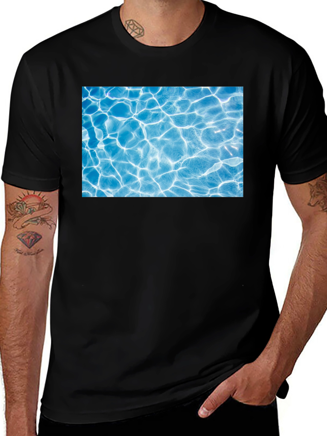 Variant 4 of Pool Water Graphic Black Tee