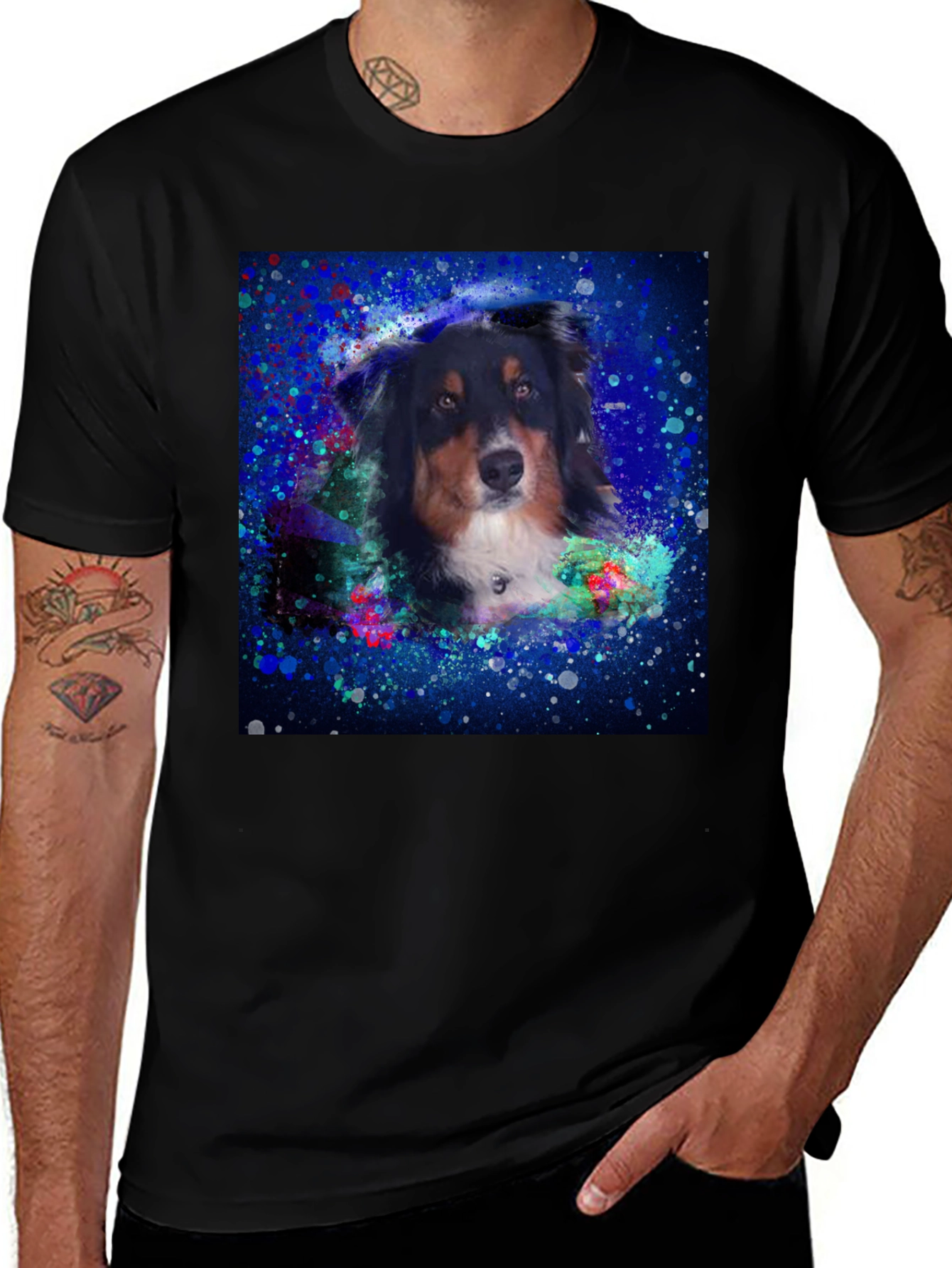 Variant 3 of Dog Portrait Graphic T-Shirt - Black