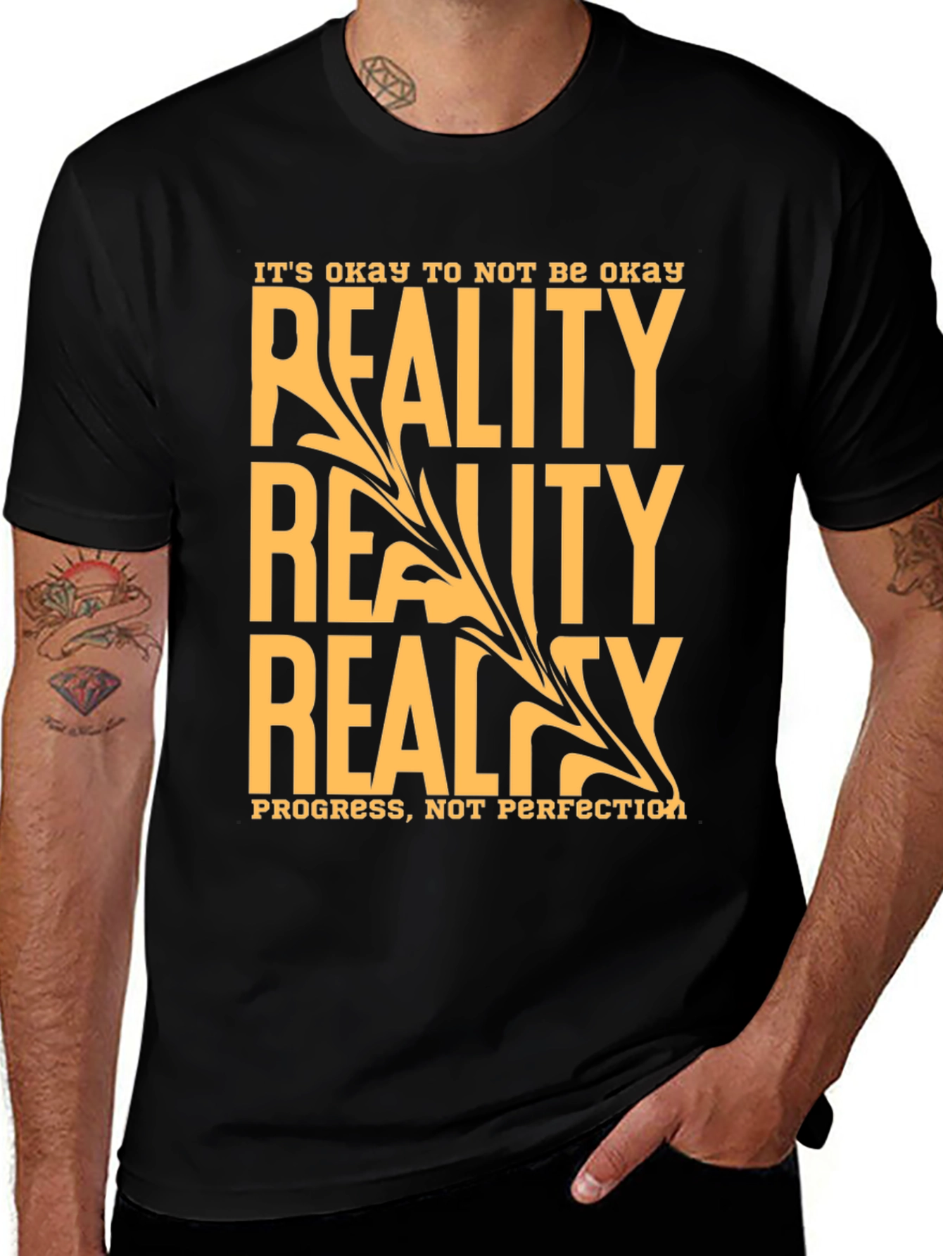 Variant 22 of Reality Tee: It's Okay To Not Be Okay - Black Cotton T-Shirt